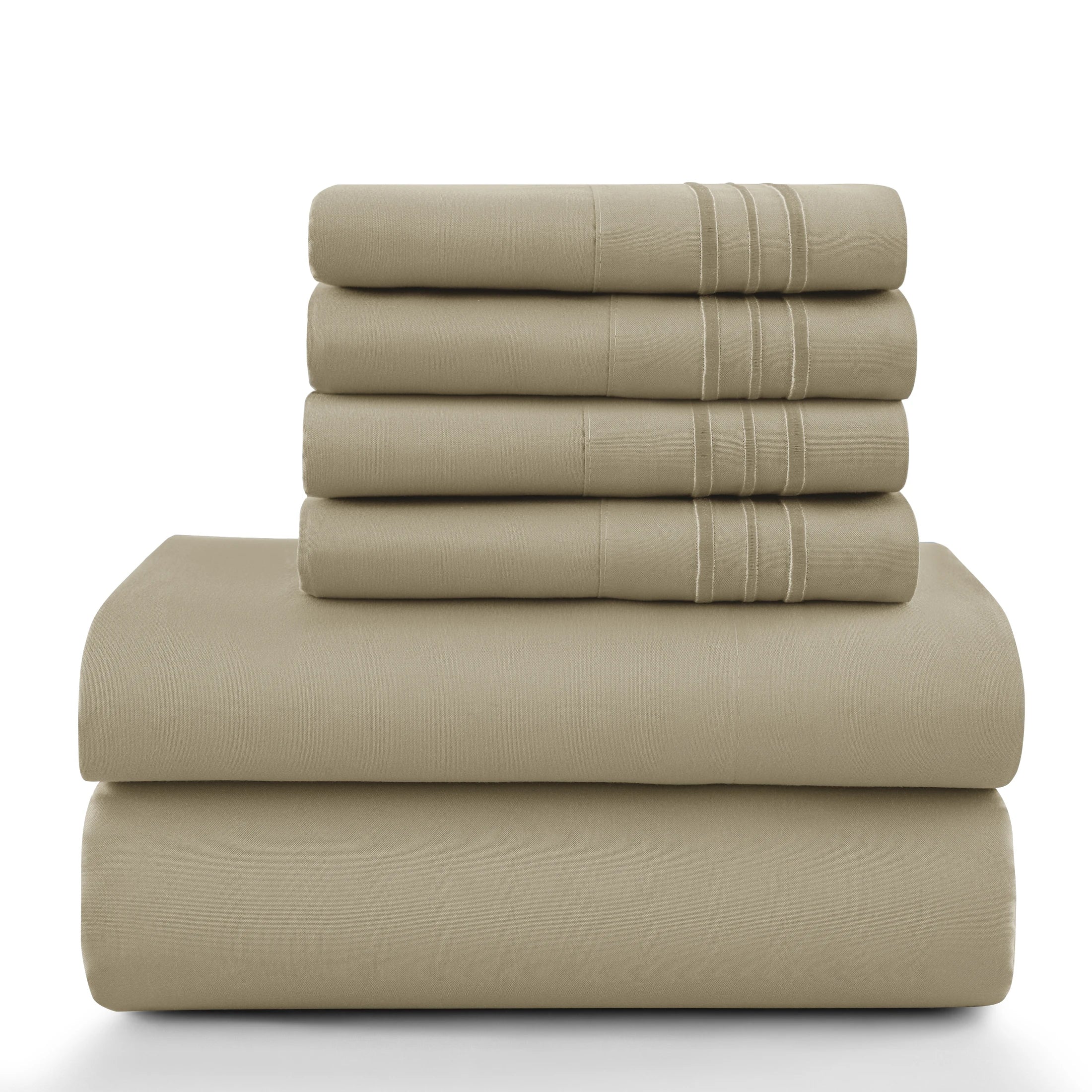 Lux Décor 6-Piece Solid Brushed Microfiber Sheet Set