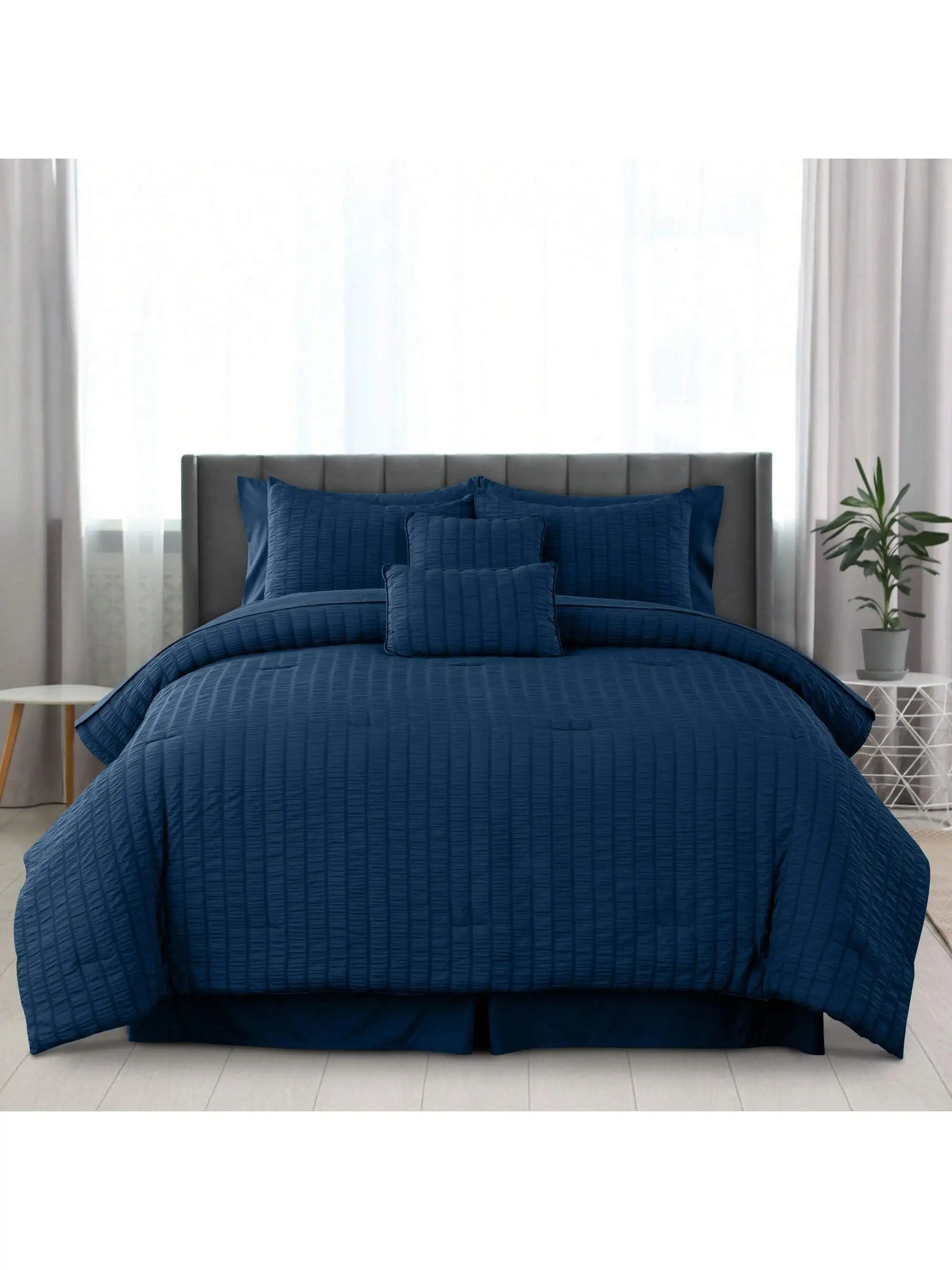Lux Décor 10-Piece Seersucker Bed-In-A-Bag Comforter Set