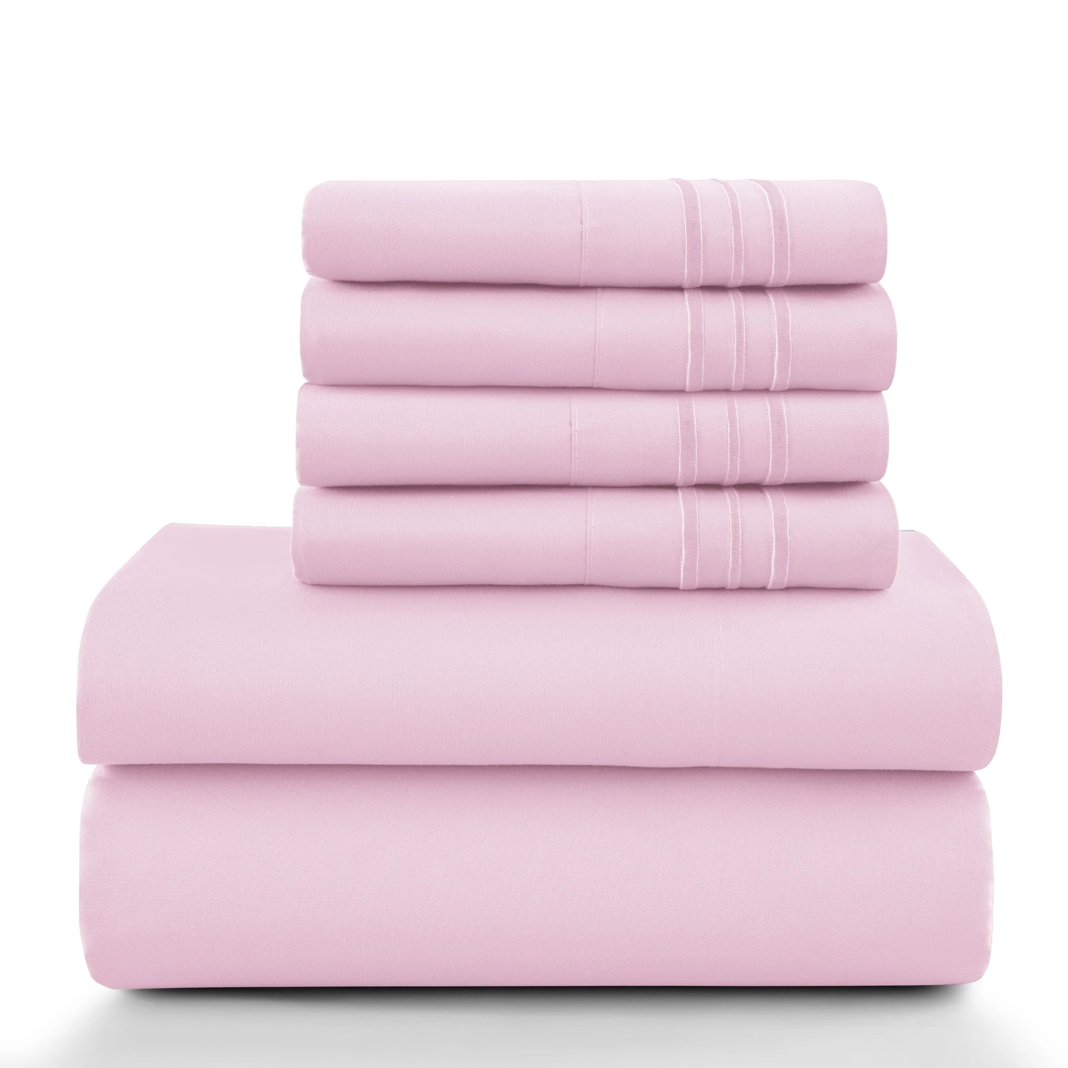 Lux Décor 6-Piece Solid Brushed Microfiber Sheet Set