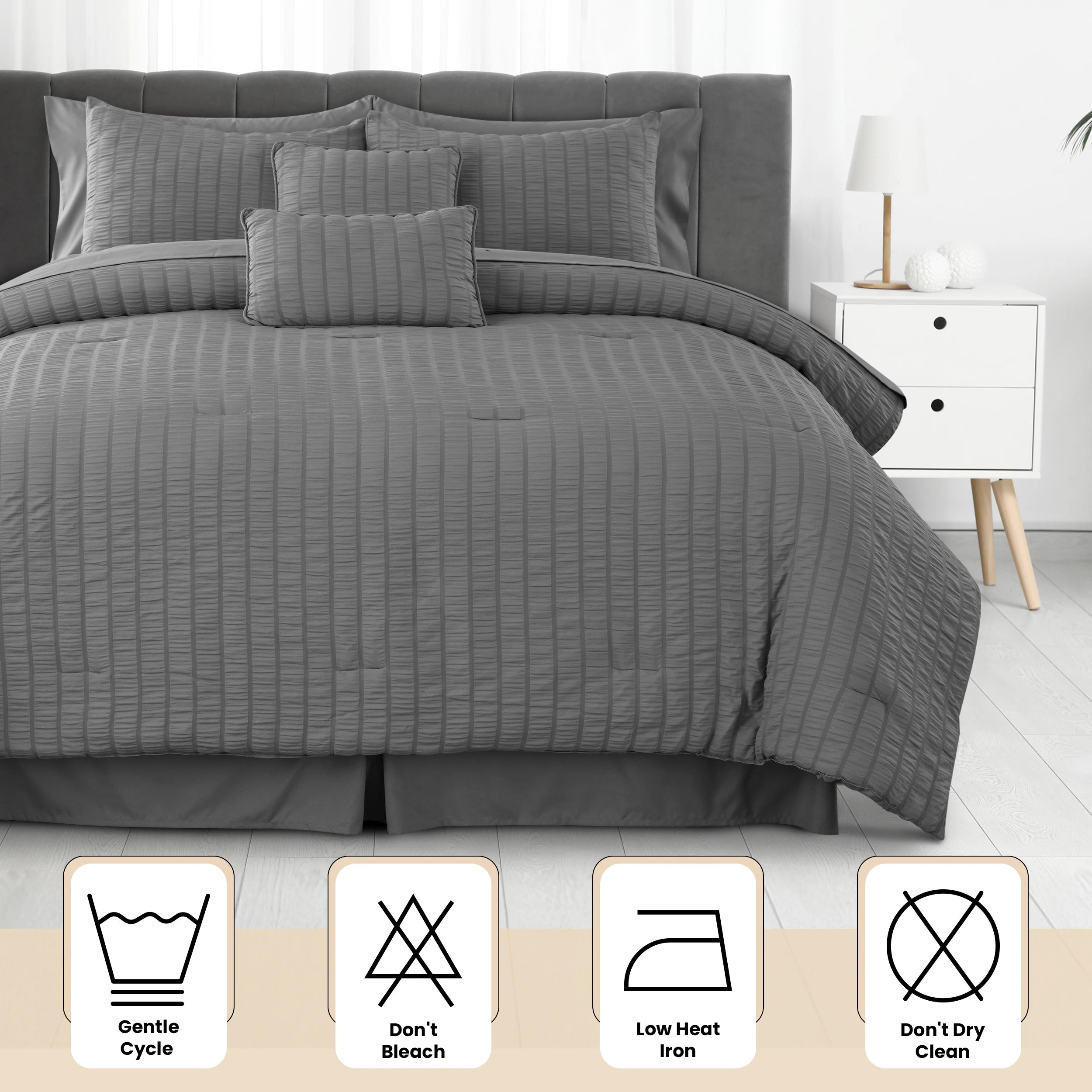 Lux Décor 10-Piece Seersucker Bed-In-A-Bag Comforter Set