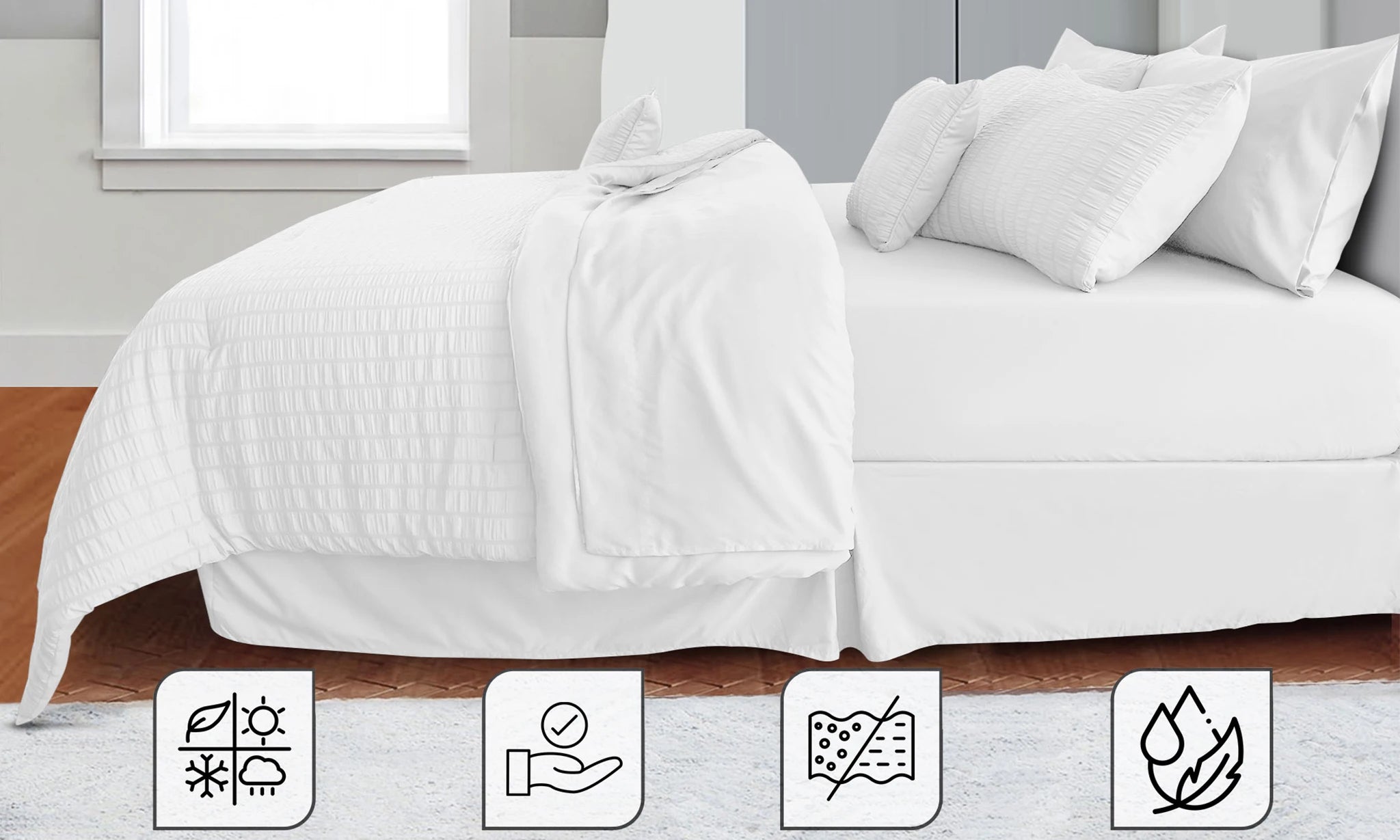 Lux Décor 10-Piece Seersucker Bed-In-A-Bag Comforter Set