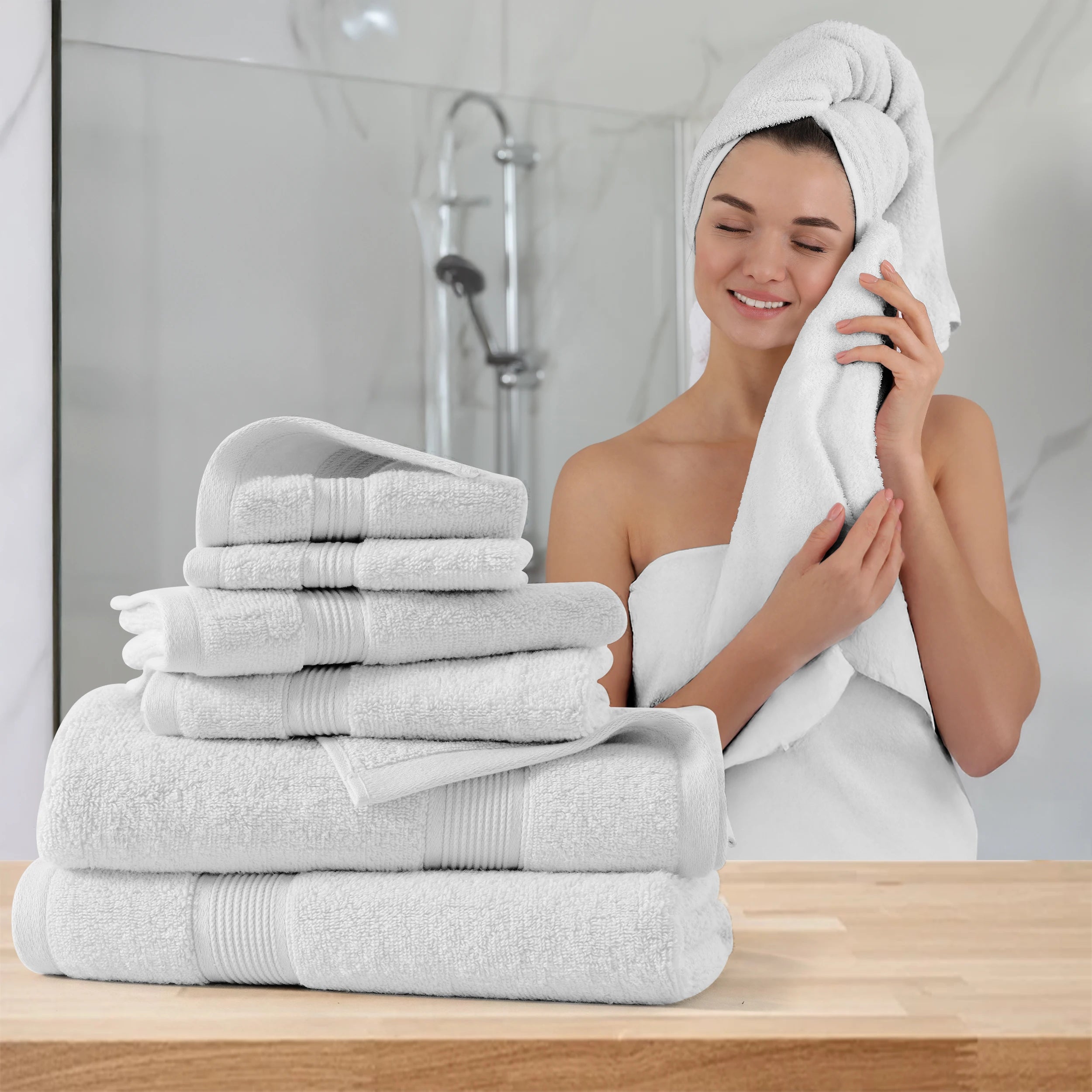 Lux Decor 6-Piece Bath Towel Set – 100% Cotton
