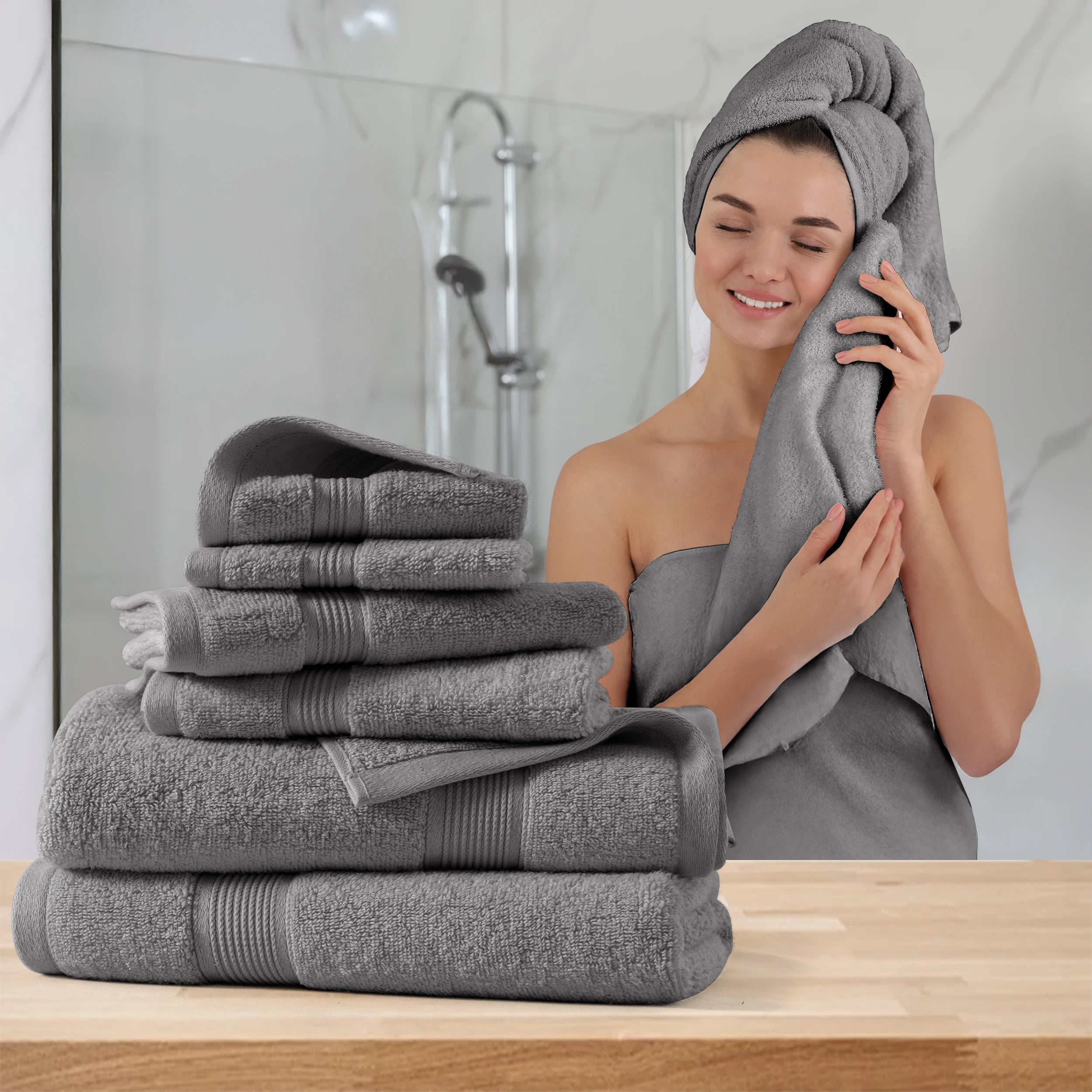 Lux Decor 6-Piece Bath Towel Set – 100% Cotton