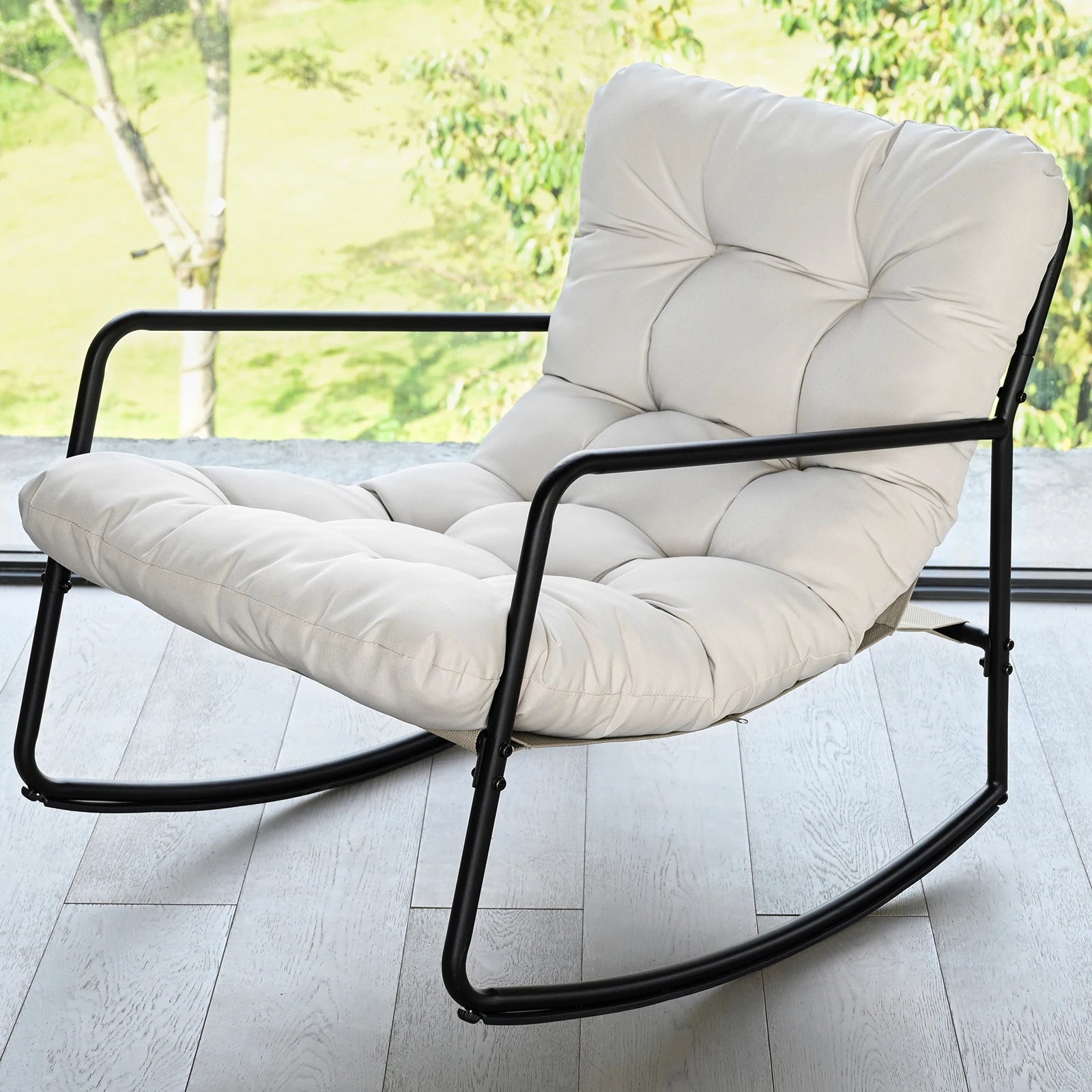 SEEHILL Outdoor Metal Rocking Chair