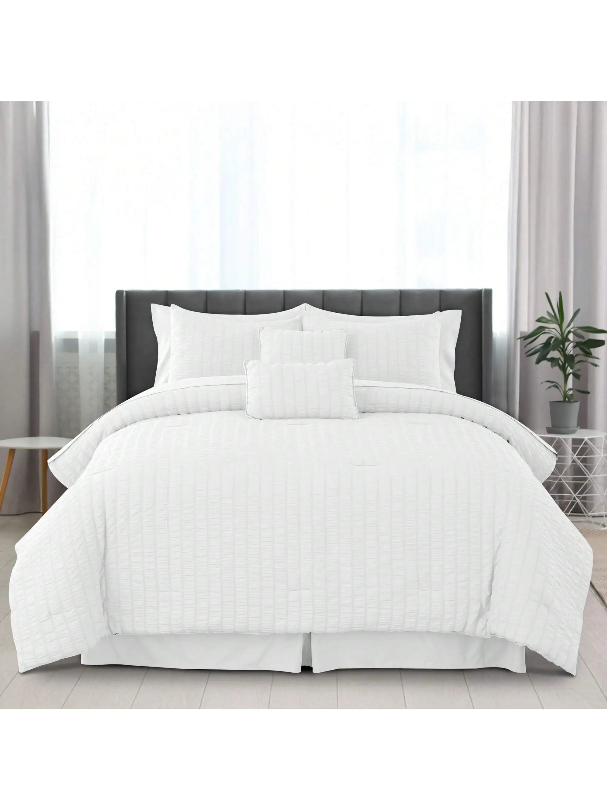 Lux Décor 10-Piece Seersucker Bed-In-A-Bag Comforter Set