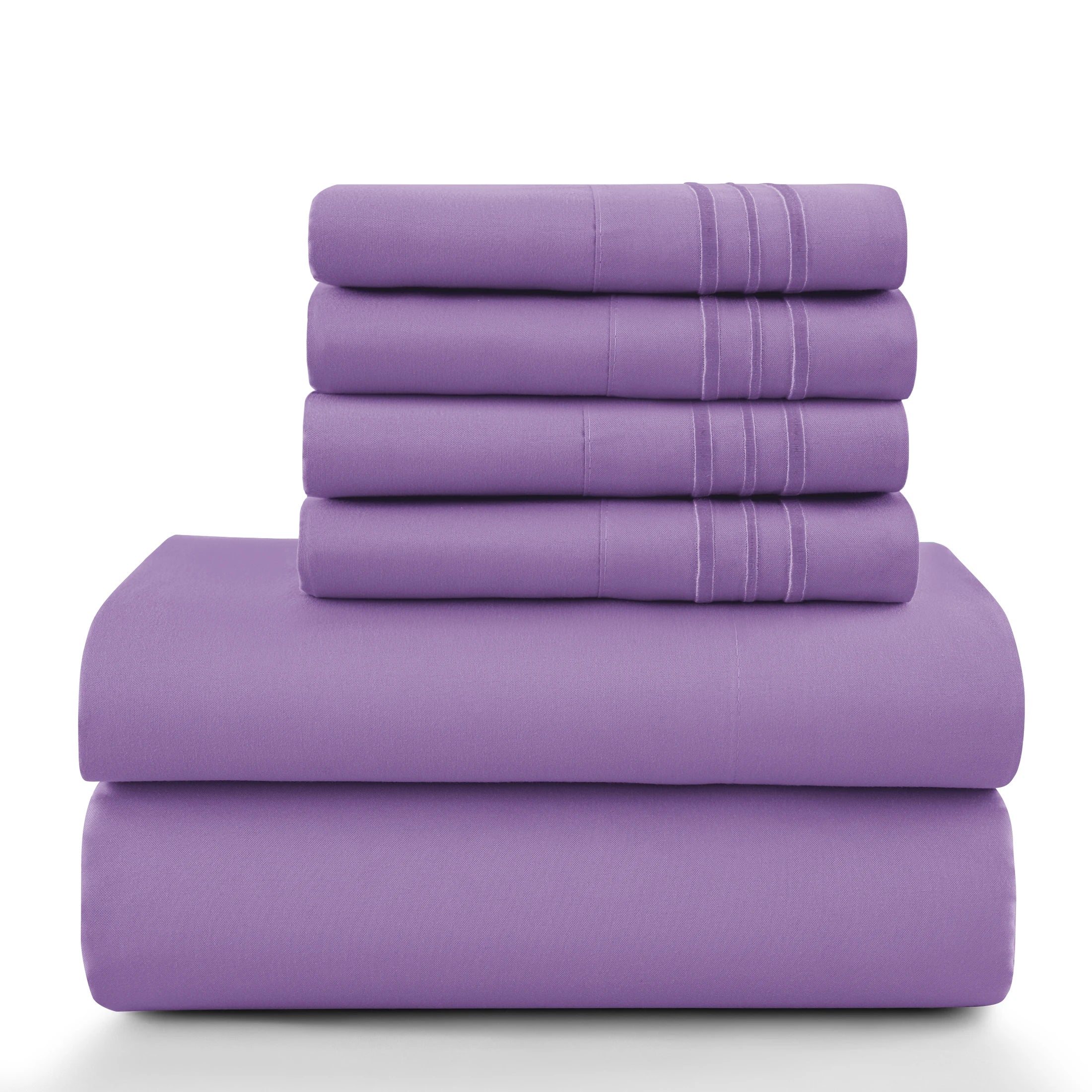 Lux Décor 6-Piece Solid Brushed Microfiber Sheet Set