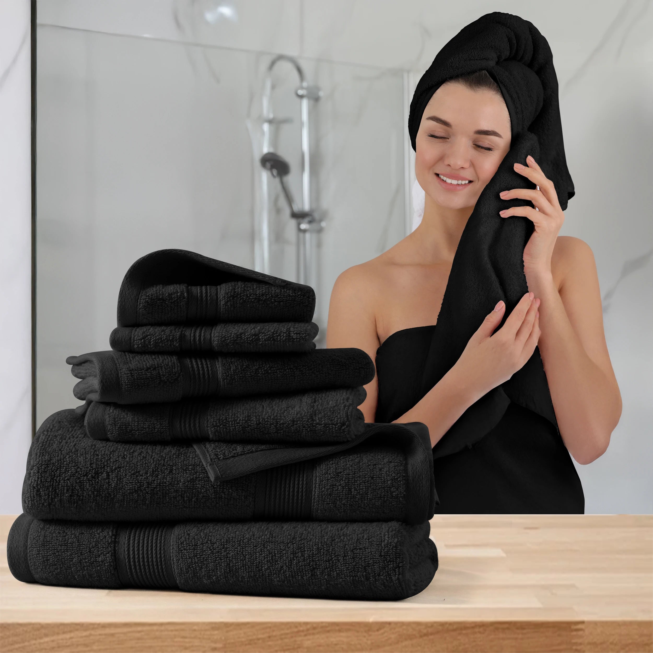 Lux Decor 6-Piece Bath Towel Set – 100% Cotton