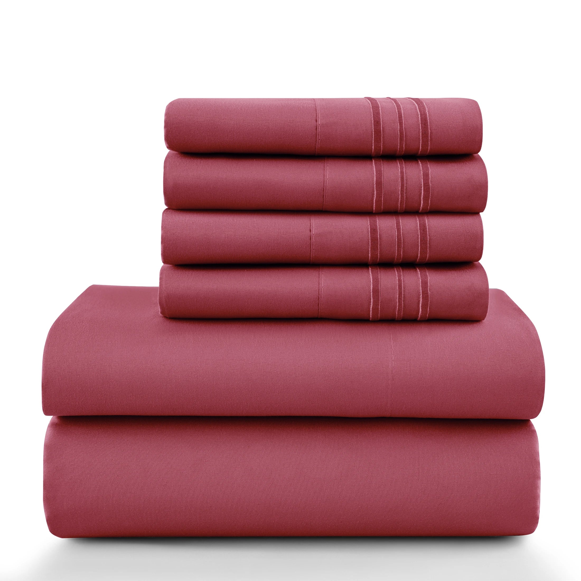 Lux Décor 6-Piece Solid Brushed Microfiber Sheet Set