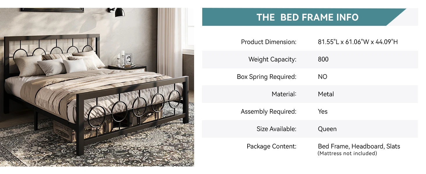 Metal Vintage Circular Design Headboard and Footboard