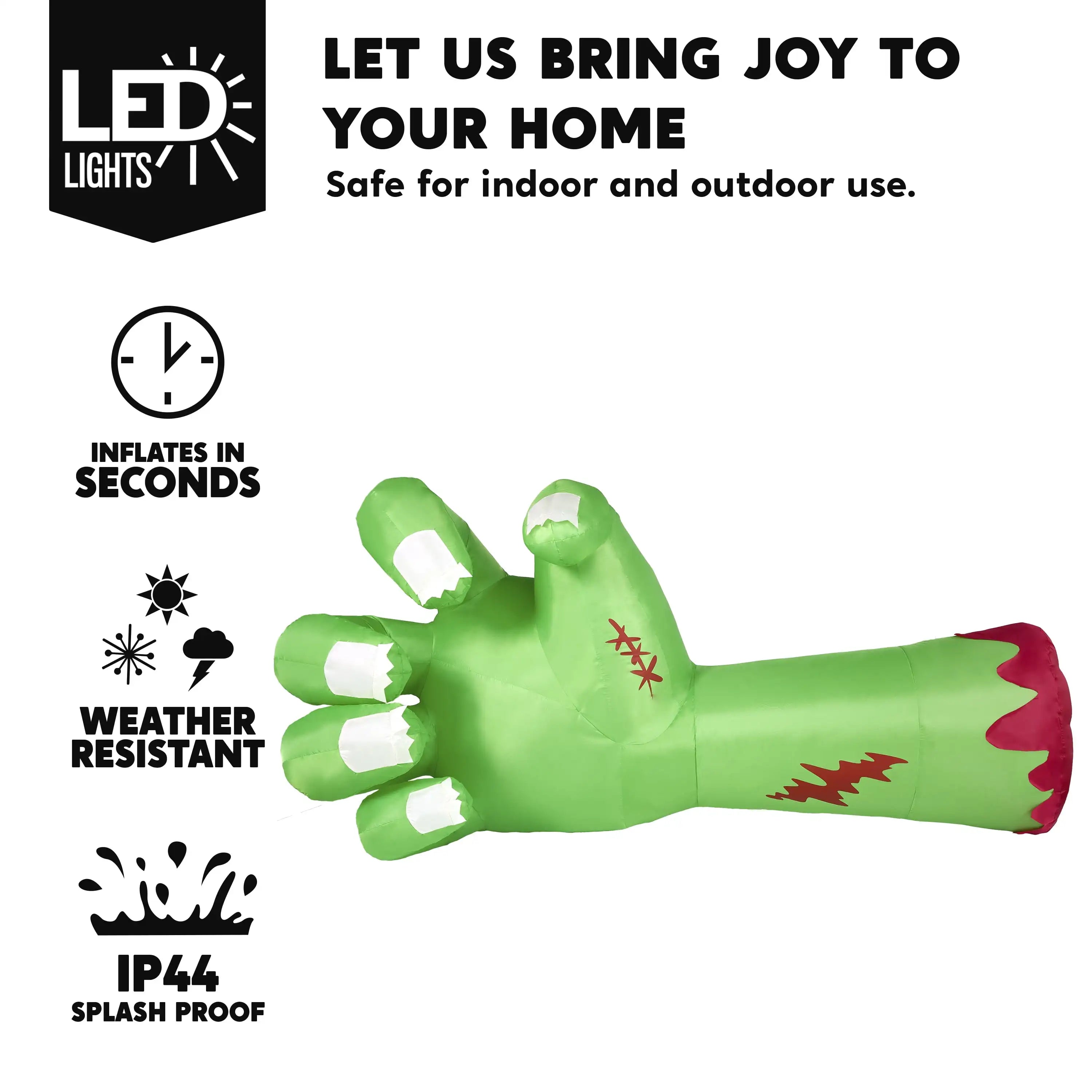 9 Foot Long Broken Zombie Hand and Arm Halloween Inflatable Decoration