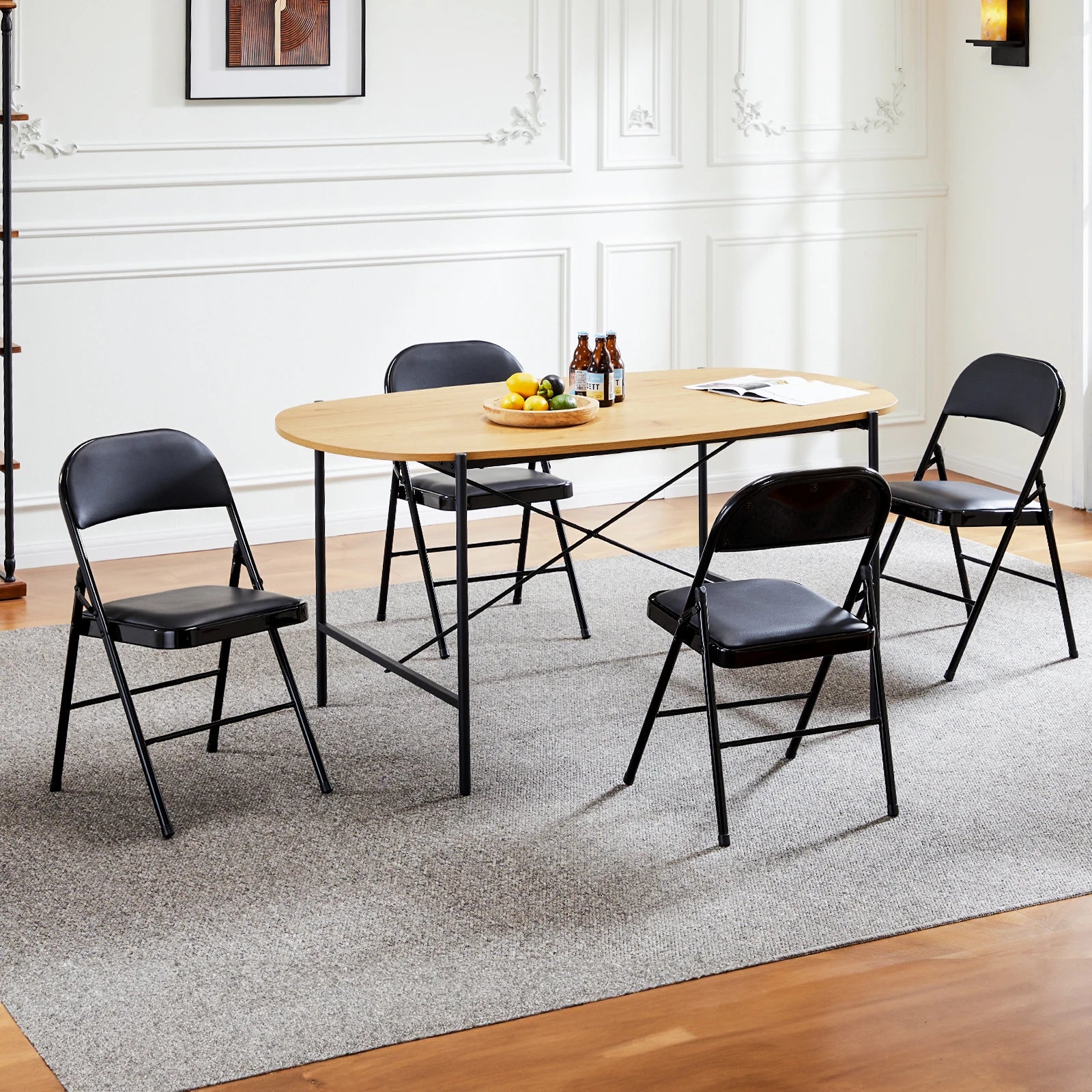 JHK 2-Pack of PU Leather Padded Folding Chairs