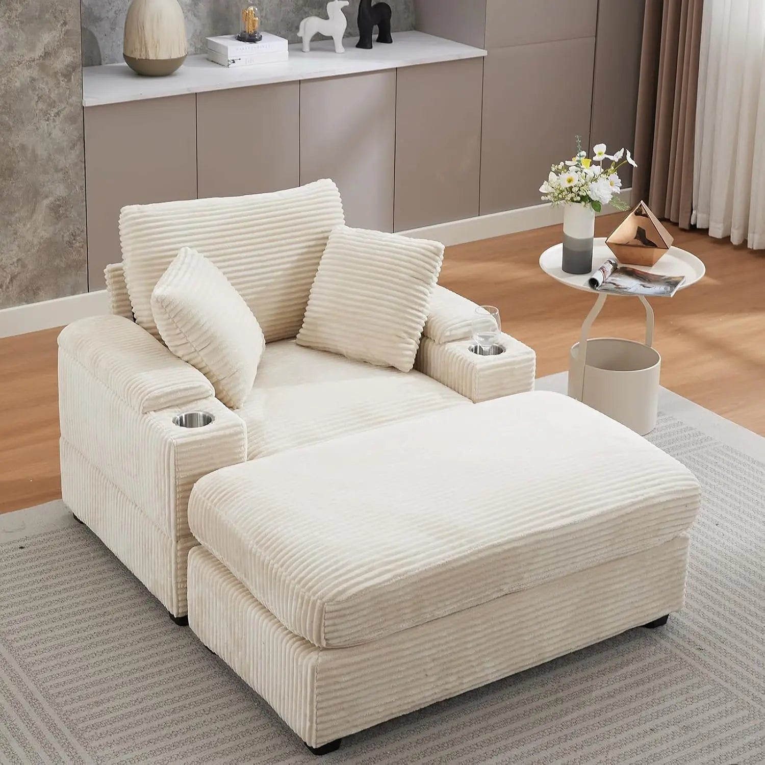 42.12" Oversized Indoor Chaise Lounge Chair with Ottoman