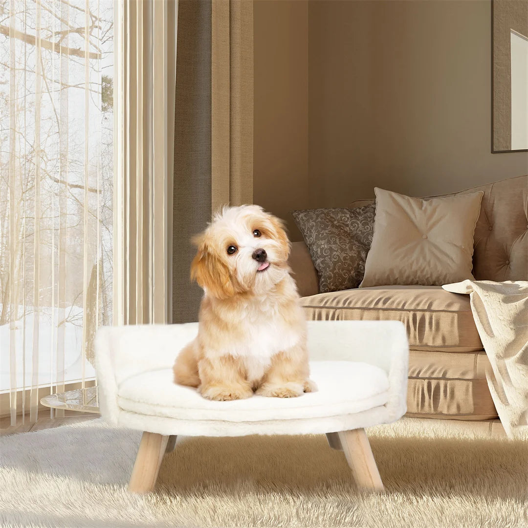 Luxury Washable Plush Pet Nesting Chair with Wood Legs