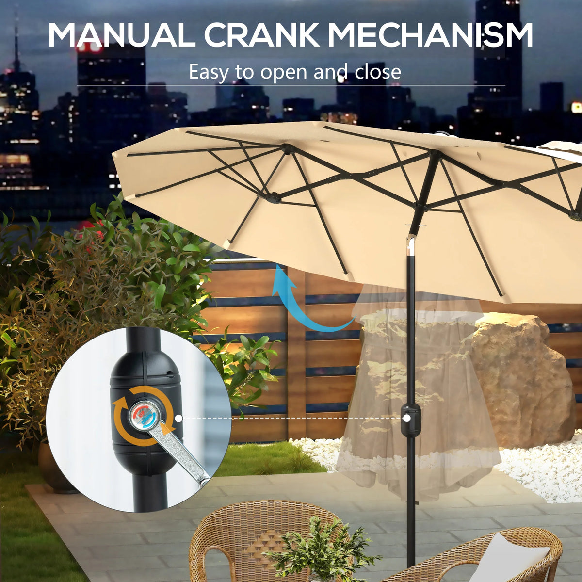 9.7 Foot Double-Sided Patio Umbrella with 3 Air Vents