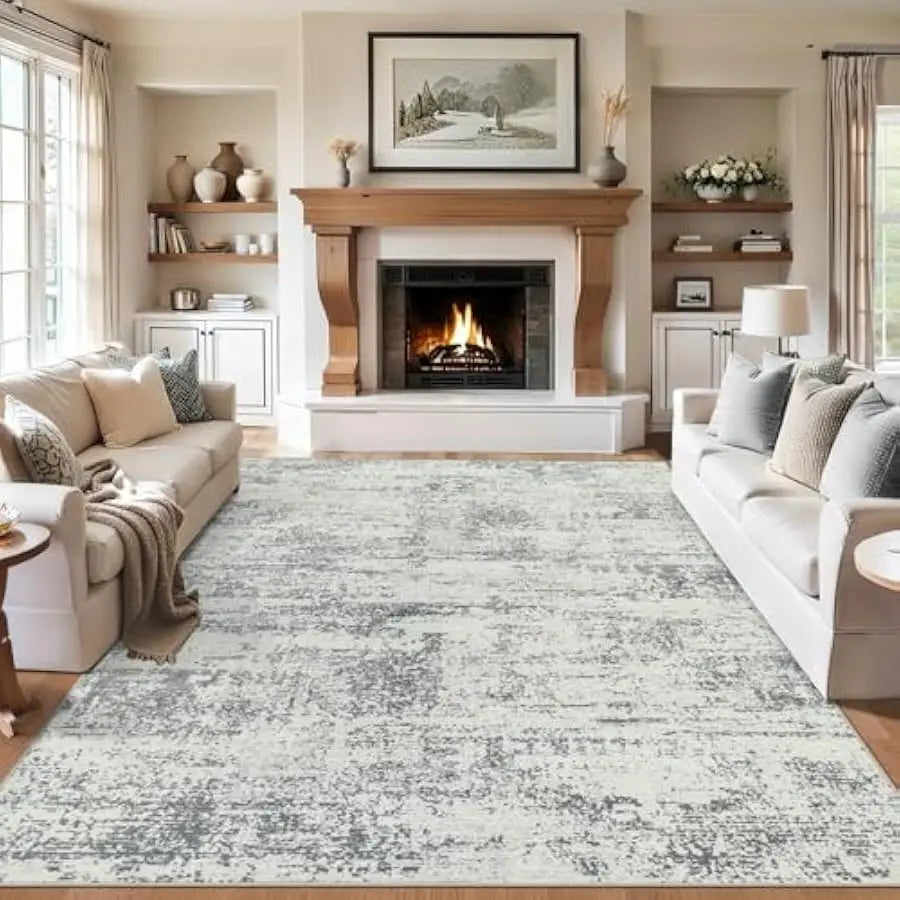 8x10 Neutral Contemporary Washable Area Rug