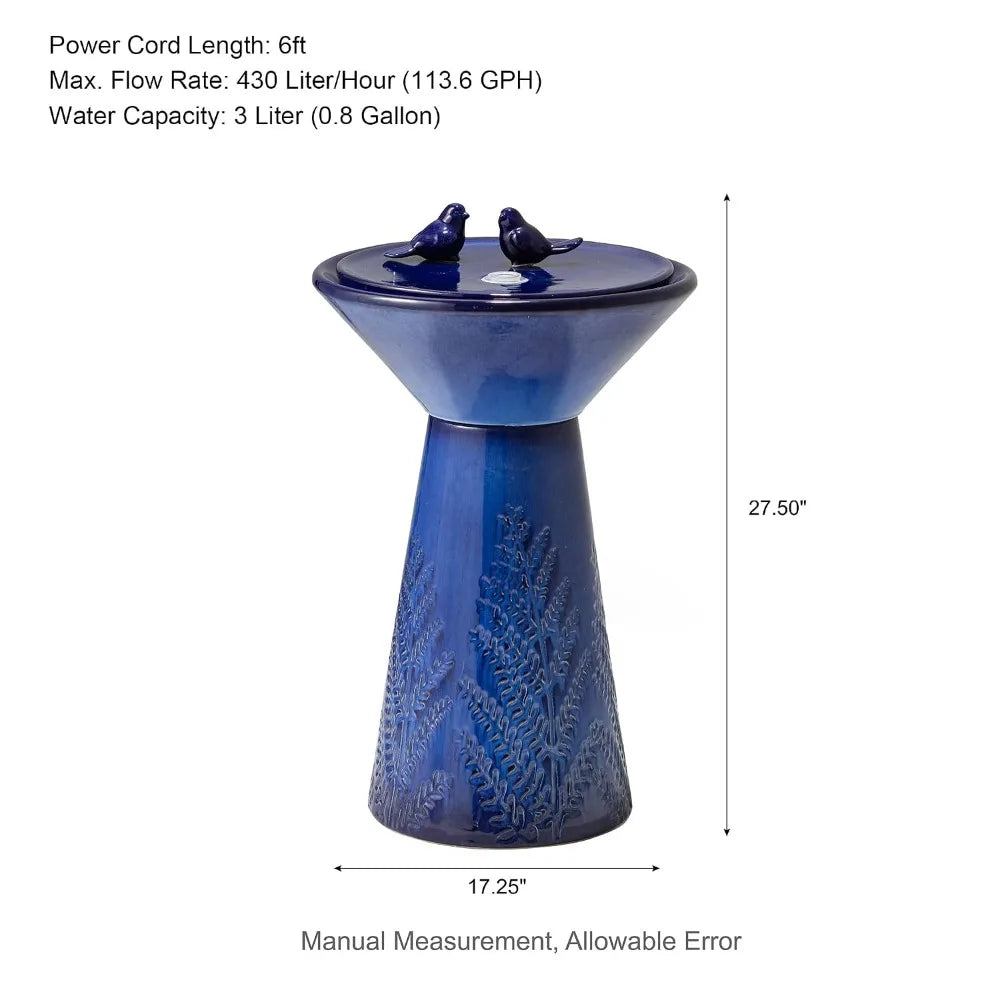 27.5 Inch Outdoor Garden Water Fountain with LED Lights and Pump