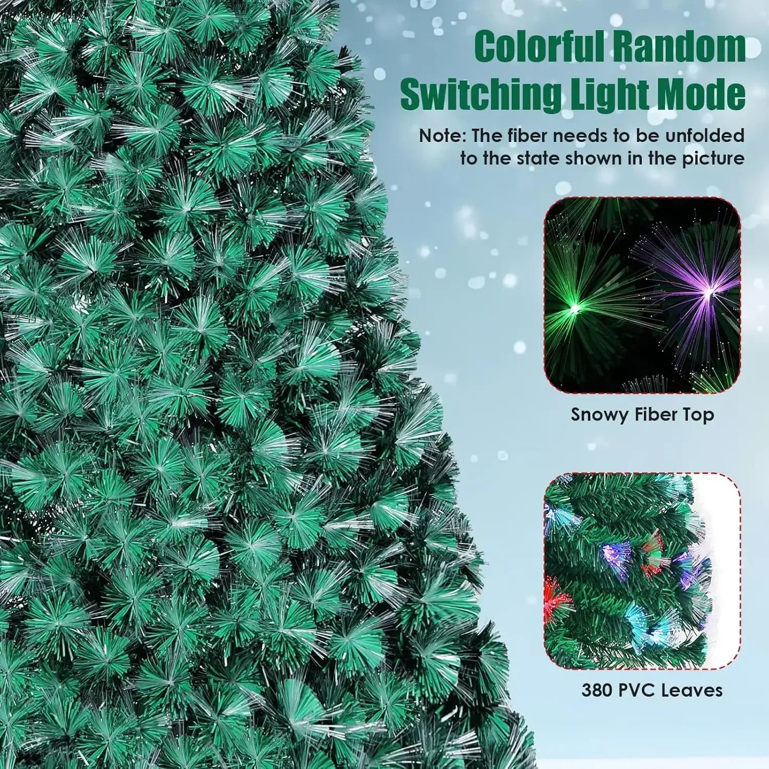6-8-9- and 10 Foot Pre-Lit Fiber Optic Christmas Tree