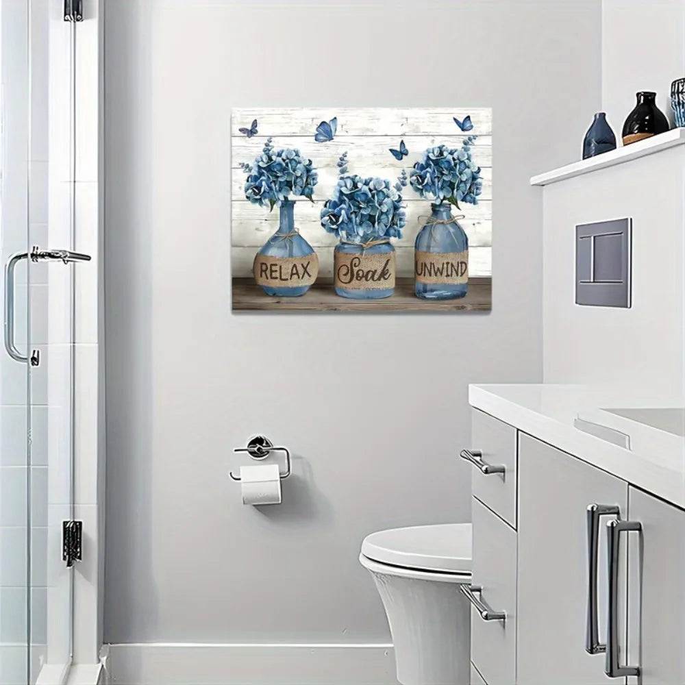 Vernacular Blue Daffodil Canvas Wall Art for Interior Decoration