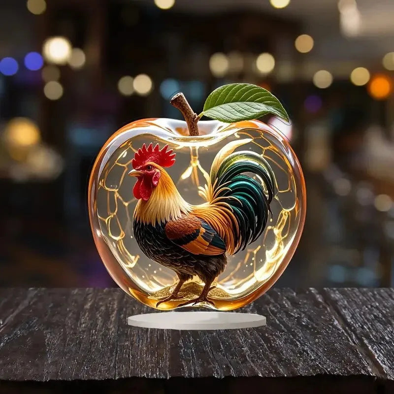 2D Clear Crystal Apple Collectible Figurine