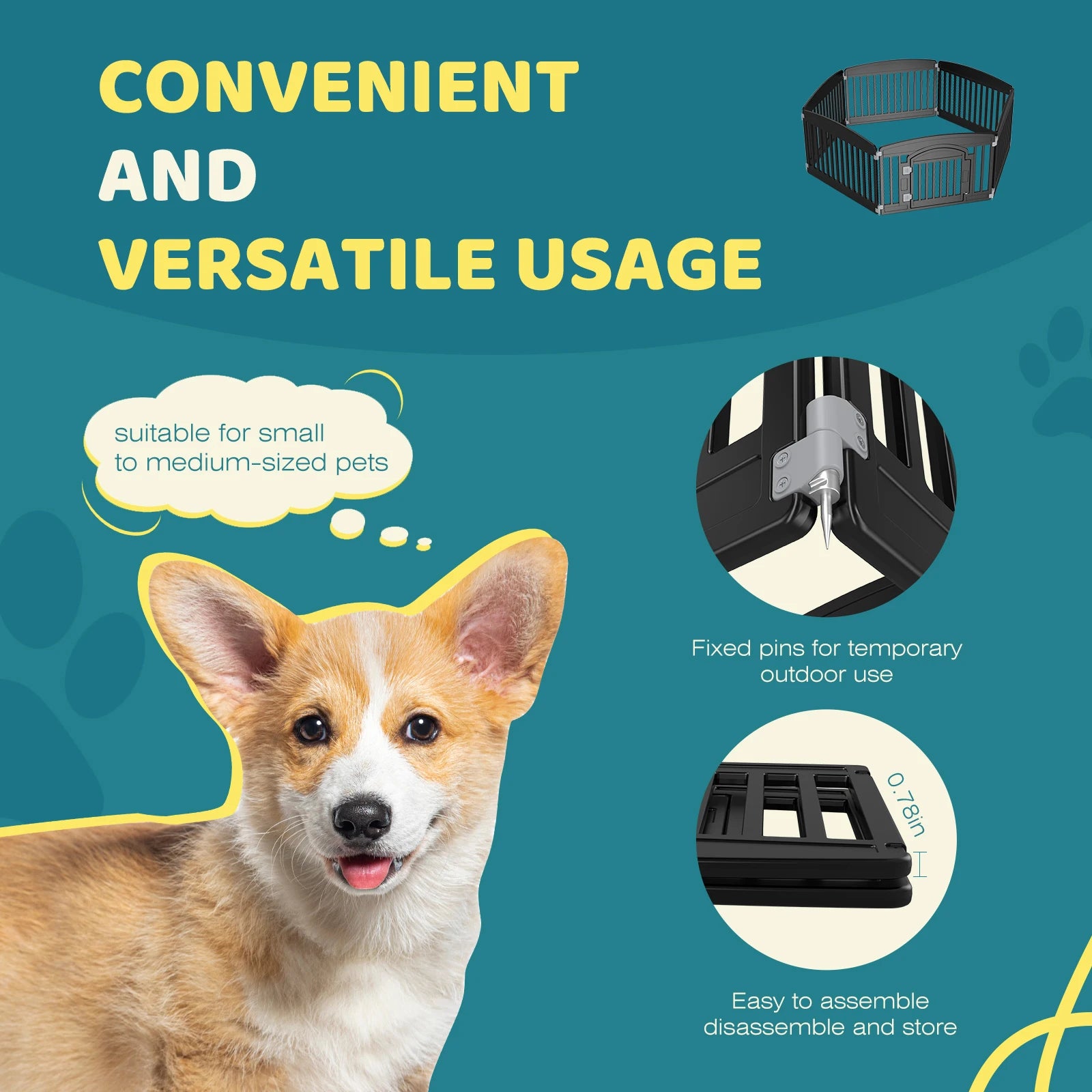 JHK 4- or 6-Panel Foldable Plastic Dog Playpen