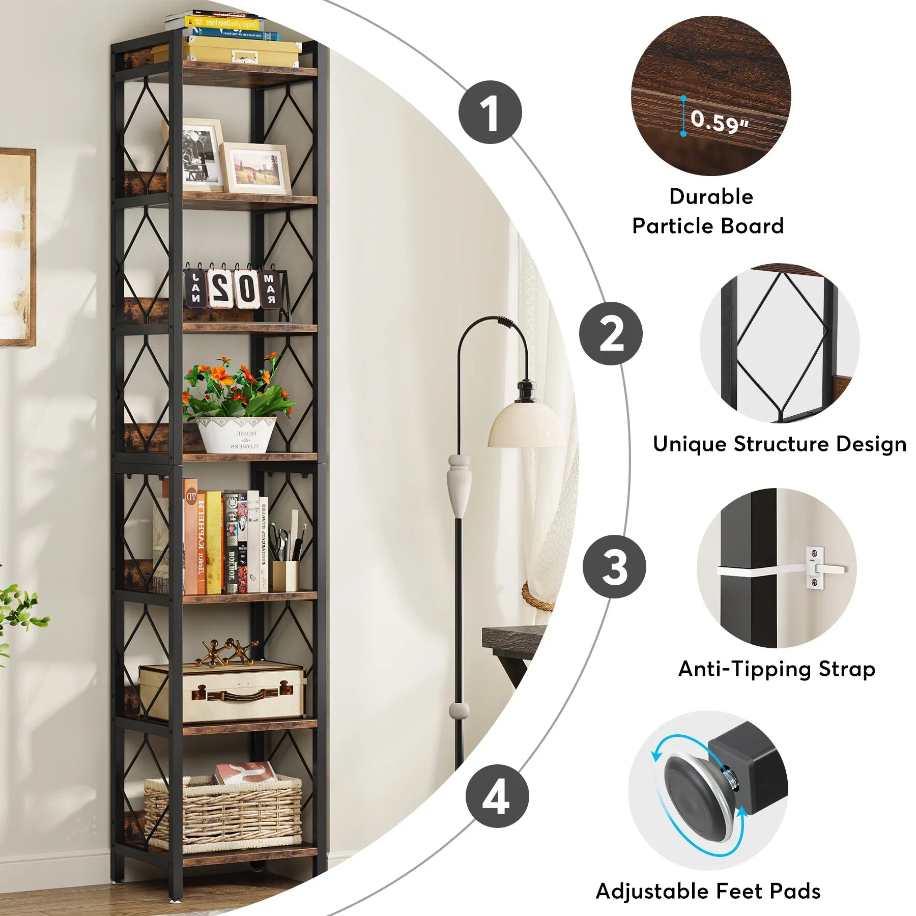 Tribesigns 78.7 Inch Extra Tall Bookshelf