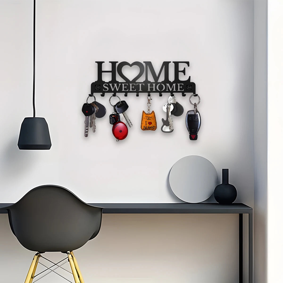 Black Metal Wall Mounted Key Holder
