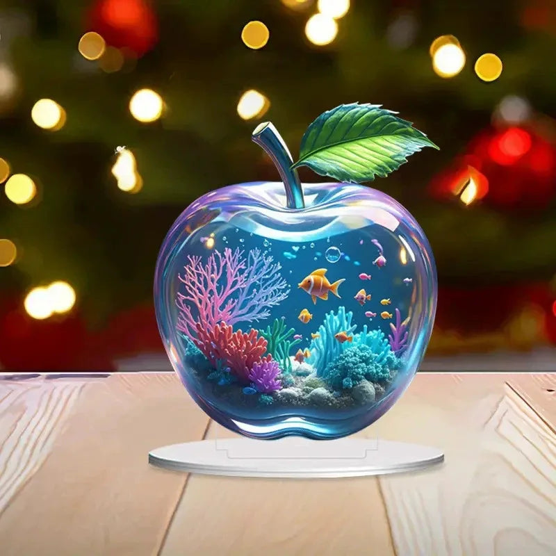 2D Clear Crystal Apple Collectible Figurine