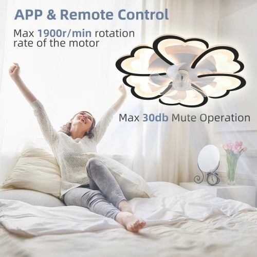 26.7 Inch Remote Control Black Ceiling Fan with Lights