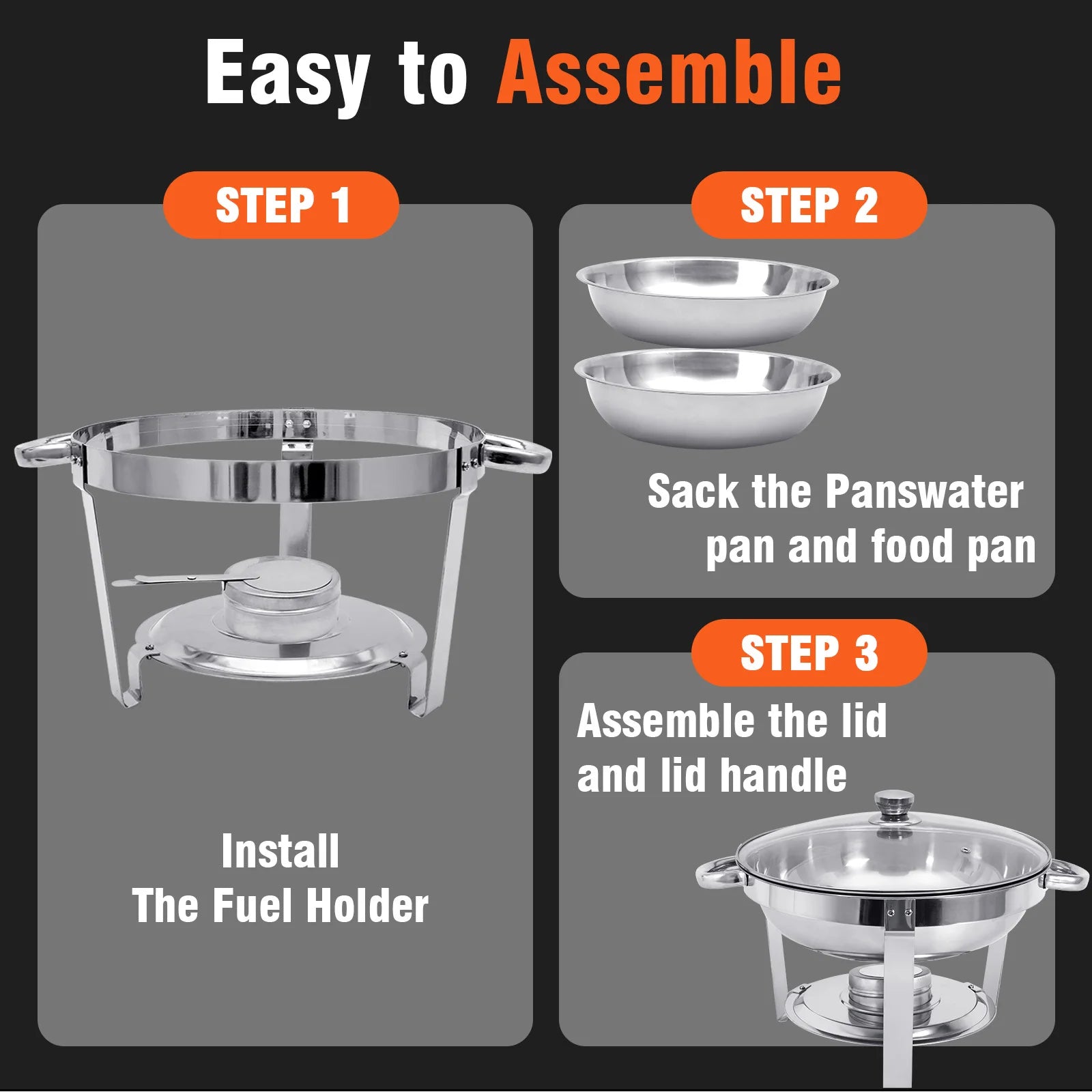 Stainless Steel Chafing Dish in a Set of 1 or 2