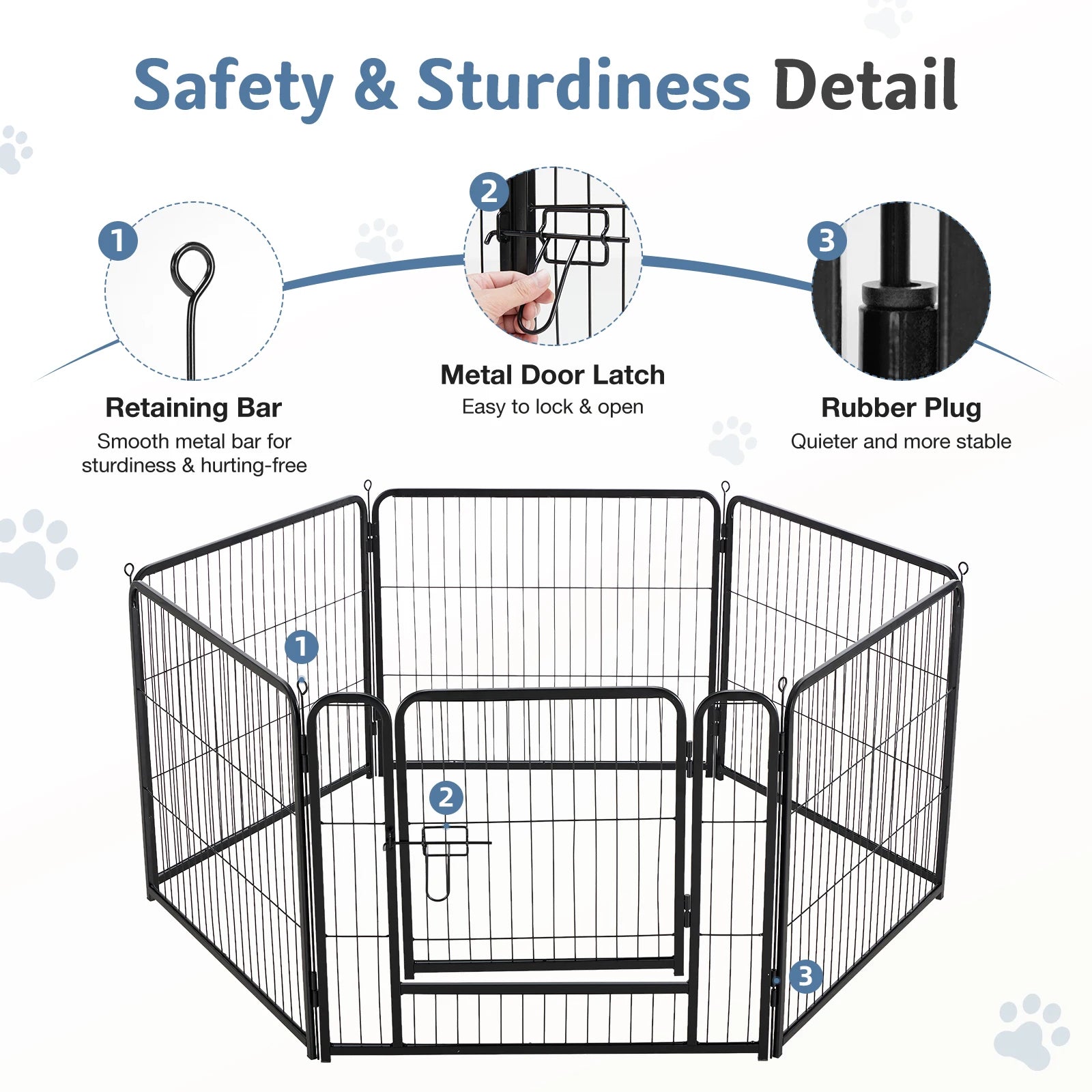 JHK 6 Panel Foldable Metal Dog Playpen