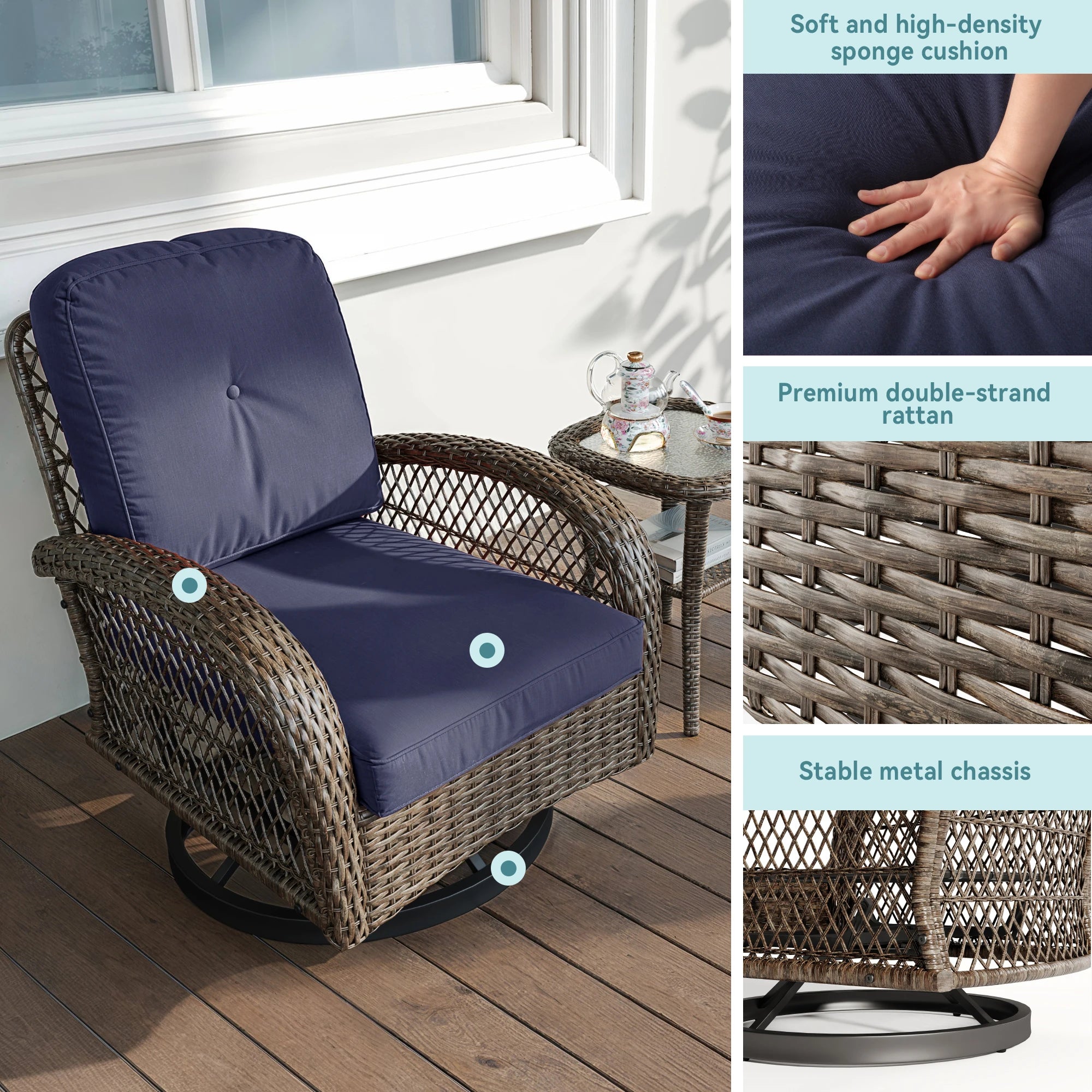 Hoomic 3 Piece Patio Furniture Set
