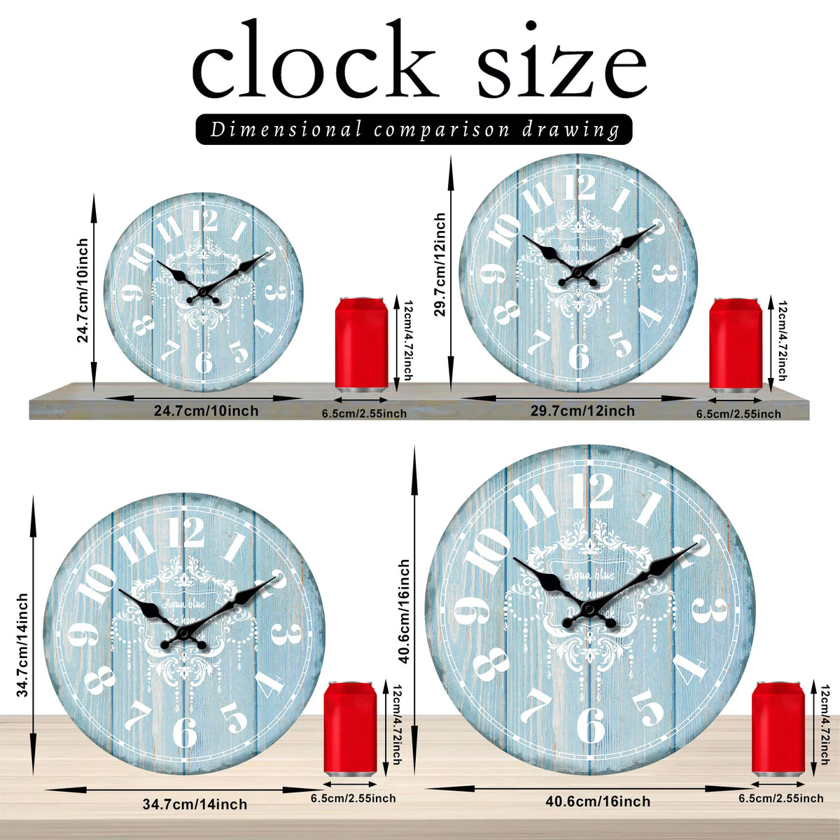 Round Wooden Wall Clock with Marine Decorations
