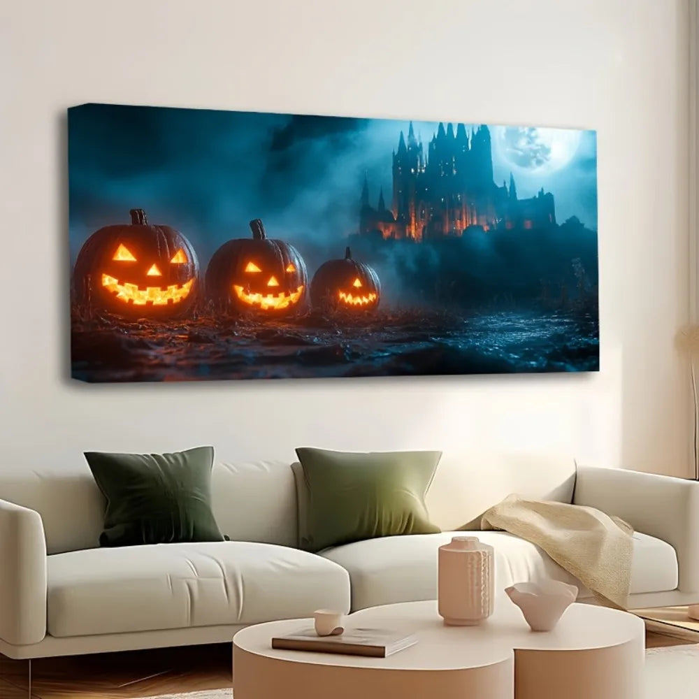 Haunting Castle and Cemetery Halloween Wall Art