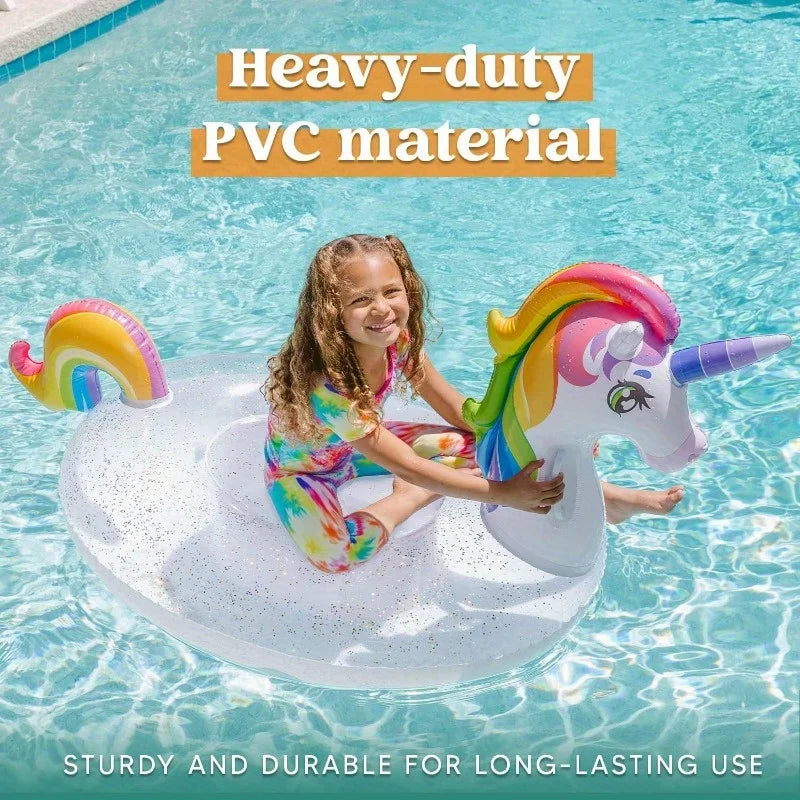 Unicorn Inflatable Pool Float with Glitter