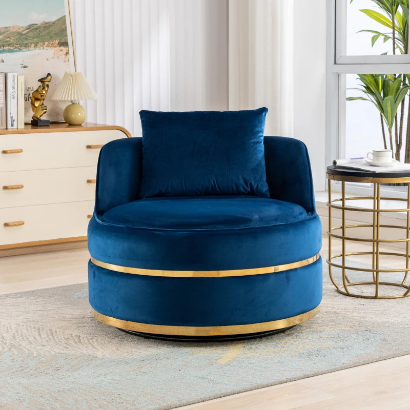 360 Degree Modern Blue Velvet Swivel Accent Chair