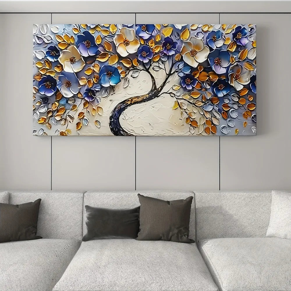 Large Boho Style Floral Tree Interior Wall Art Decoration