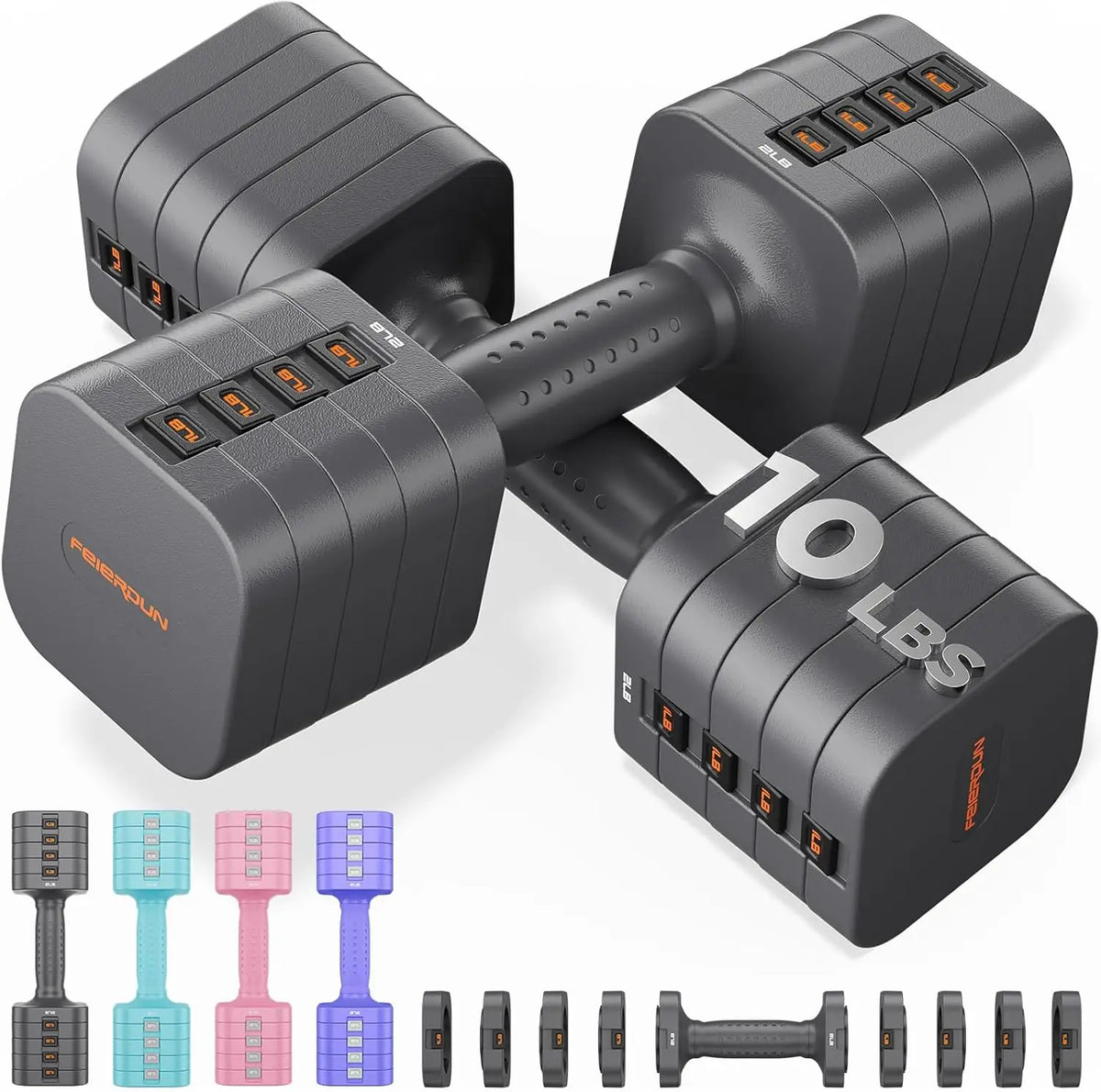 Set of Two 5-in-1 Adjustable Dumbbell Set