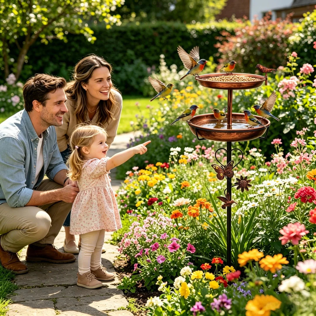 Double-Layer Bird Bath and Feeder