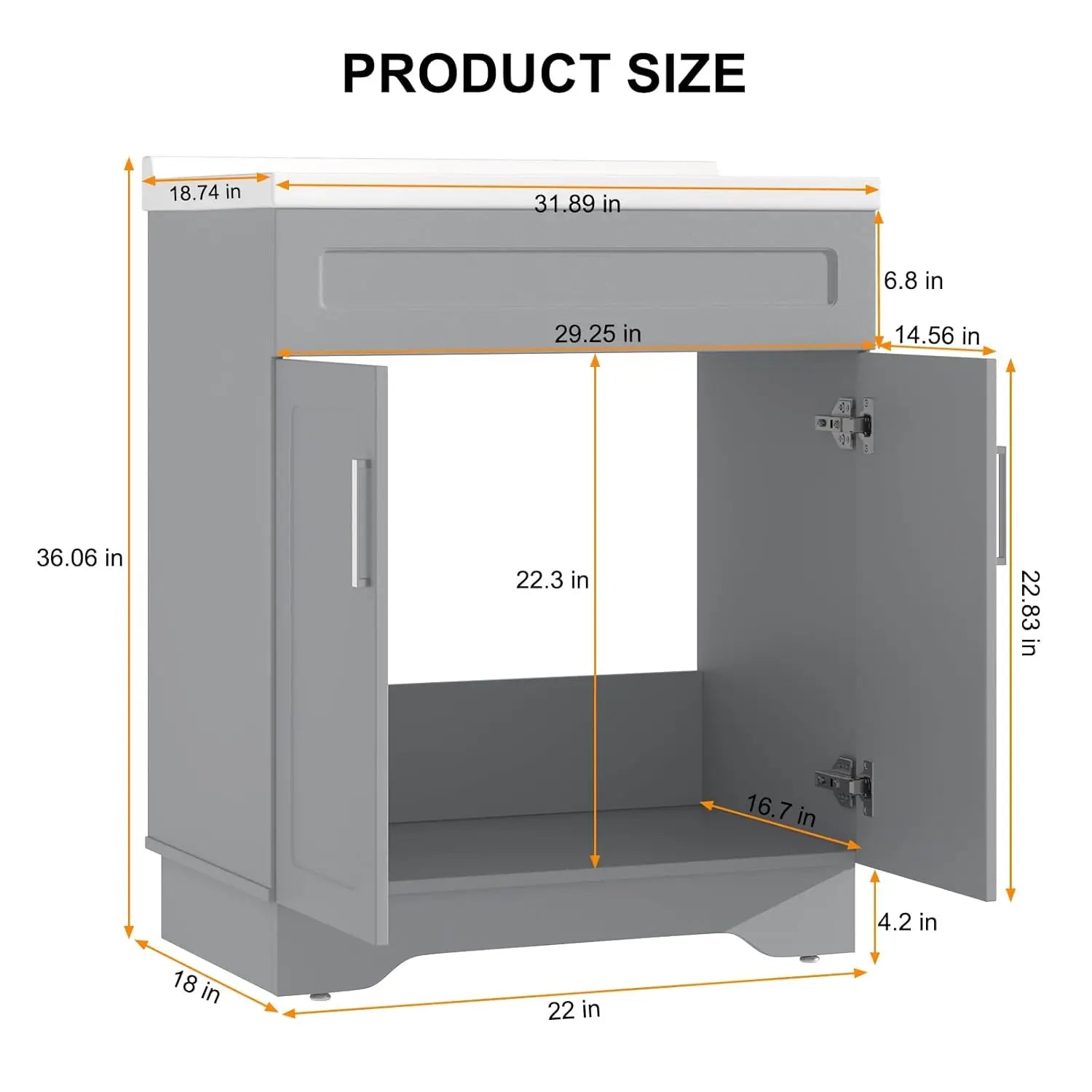 32 Inch Bathroom Vanity with Ceramic Sink