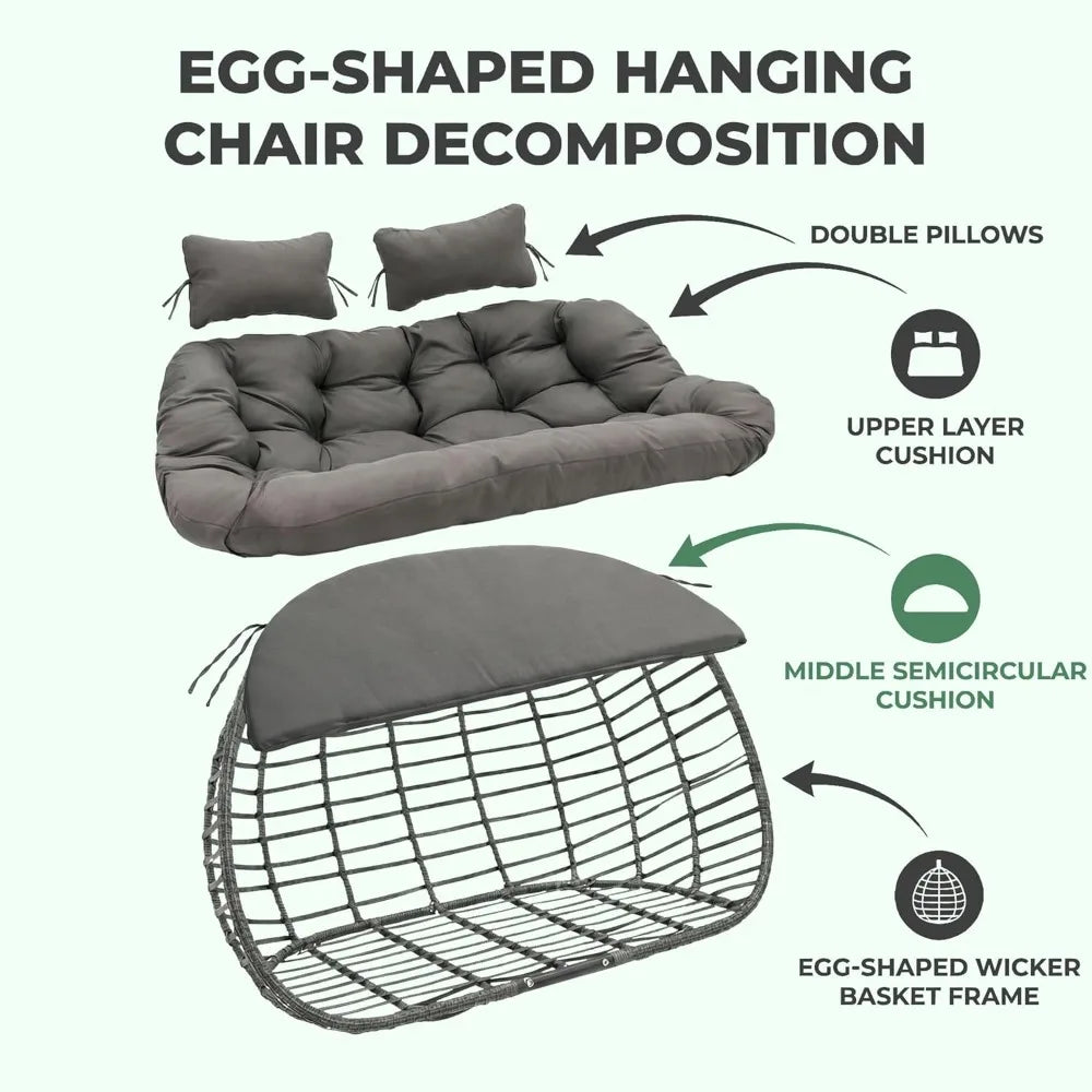 Outdoor Double Egg Swing Chair with Stand