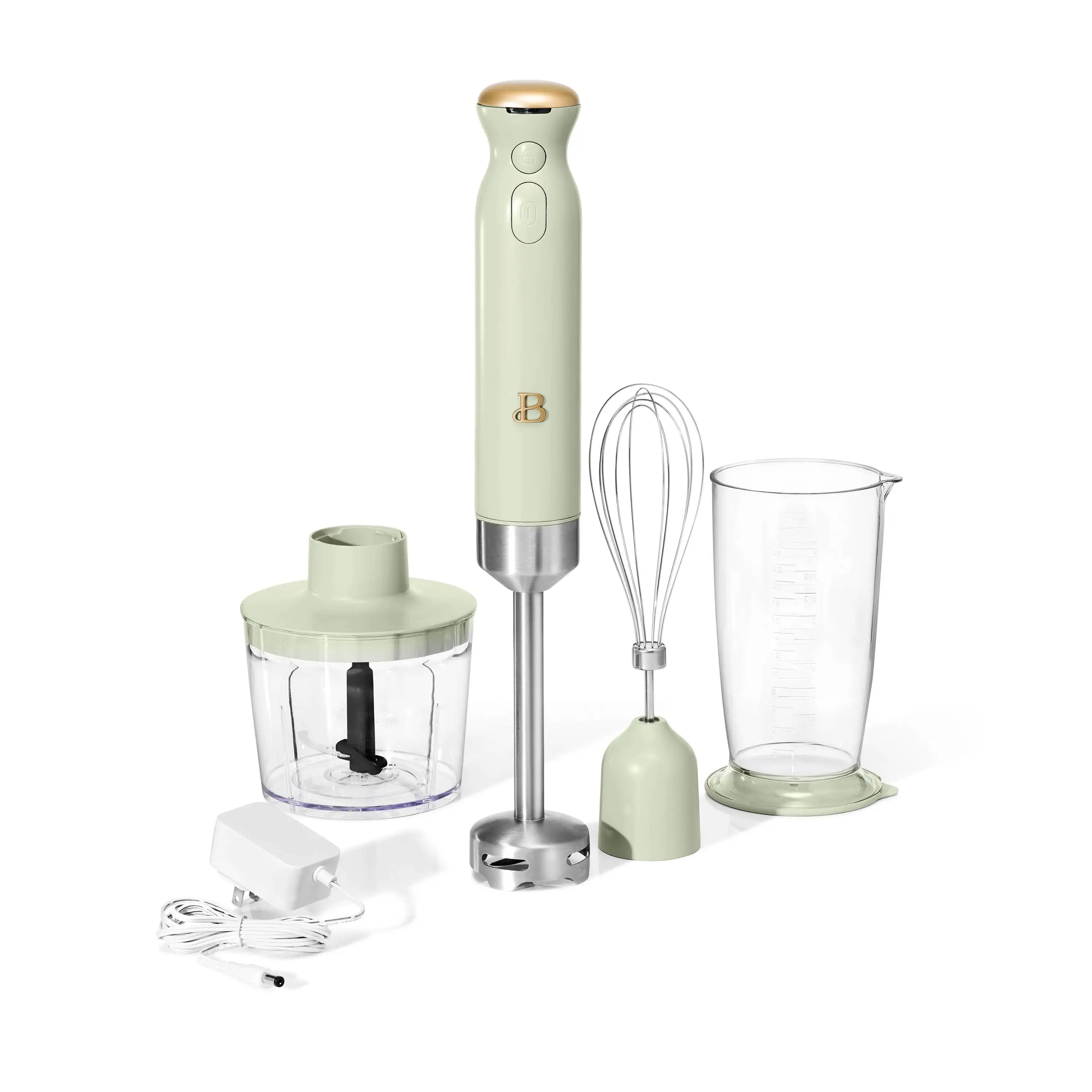 Cordless Immersion Blender with Chopper, Whisk & Measuring Cup