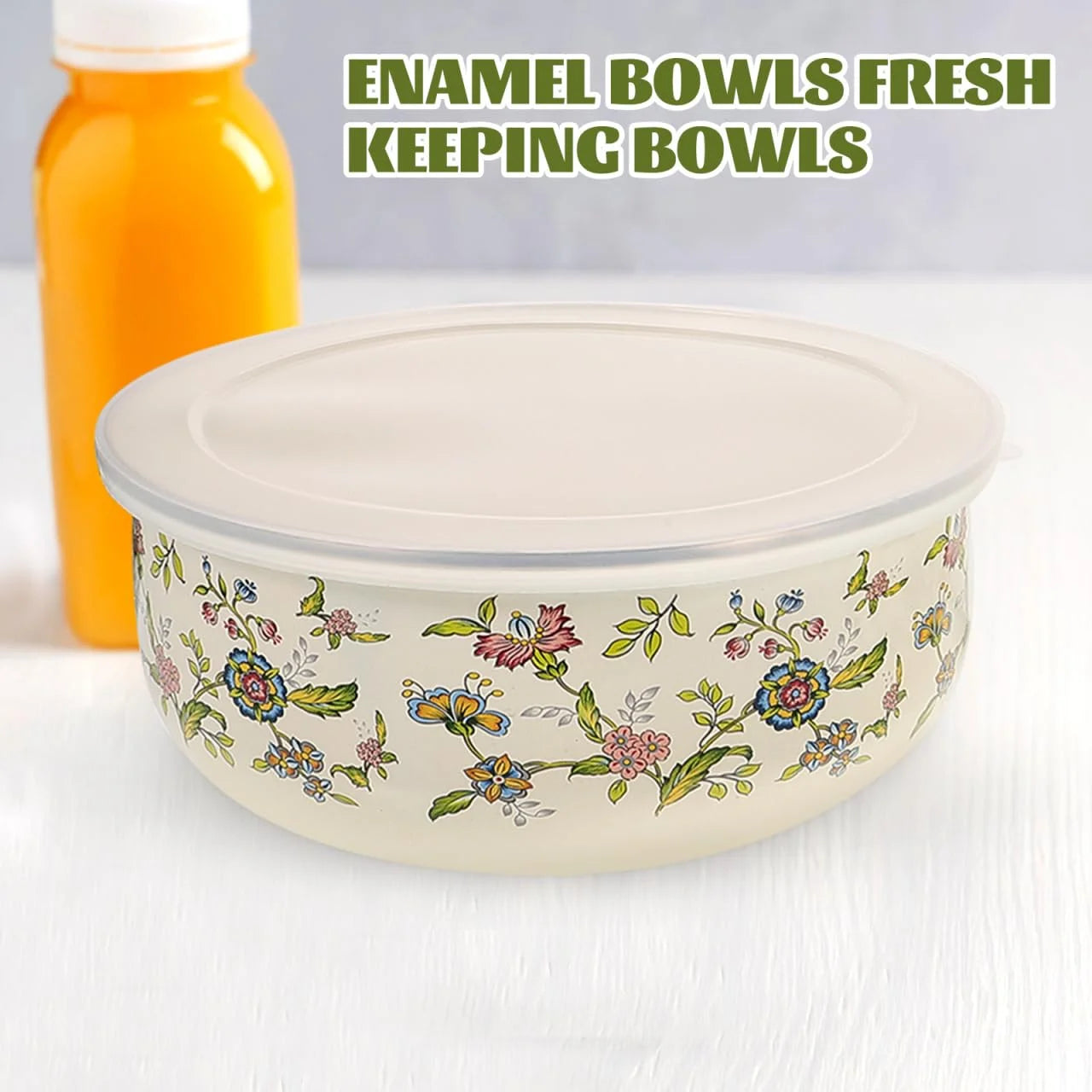 5-Piece Vintage Style Enamel Mixing Bowls with Lids