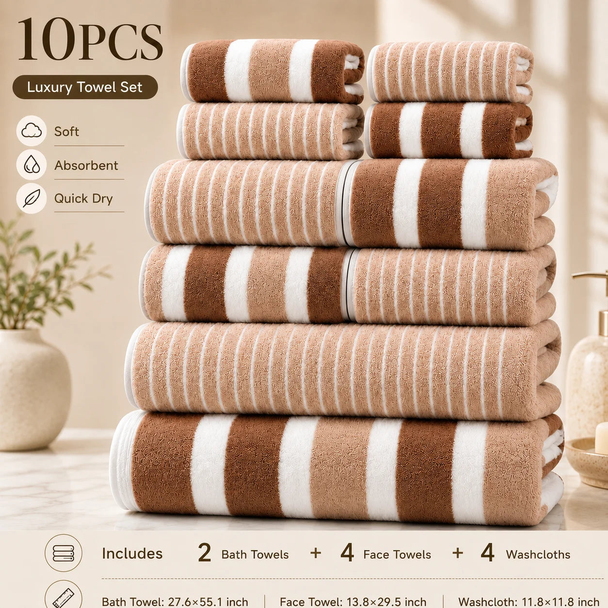 10-Piece Lint Free Ultra Absorbent Towel Set