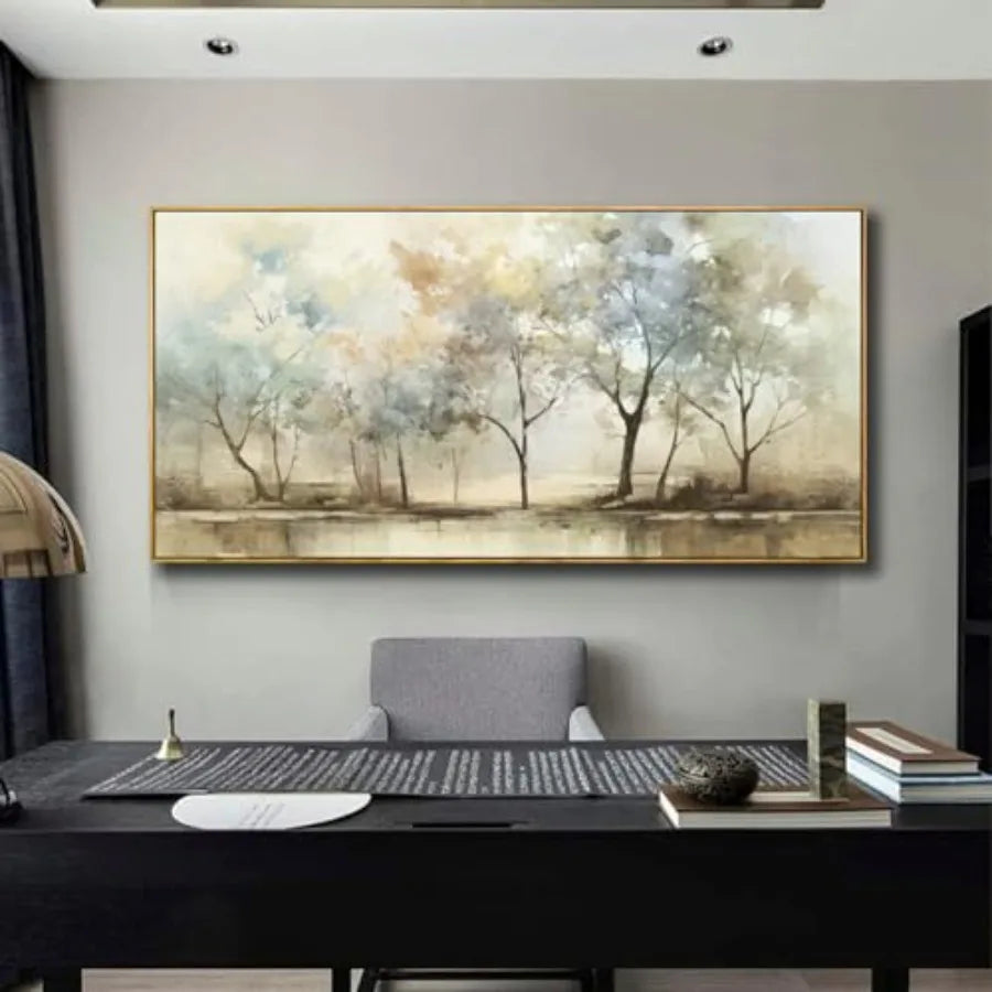 Retro Beige and Olive Green Abstract Wall Art