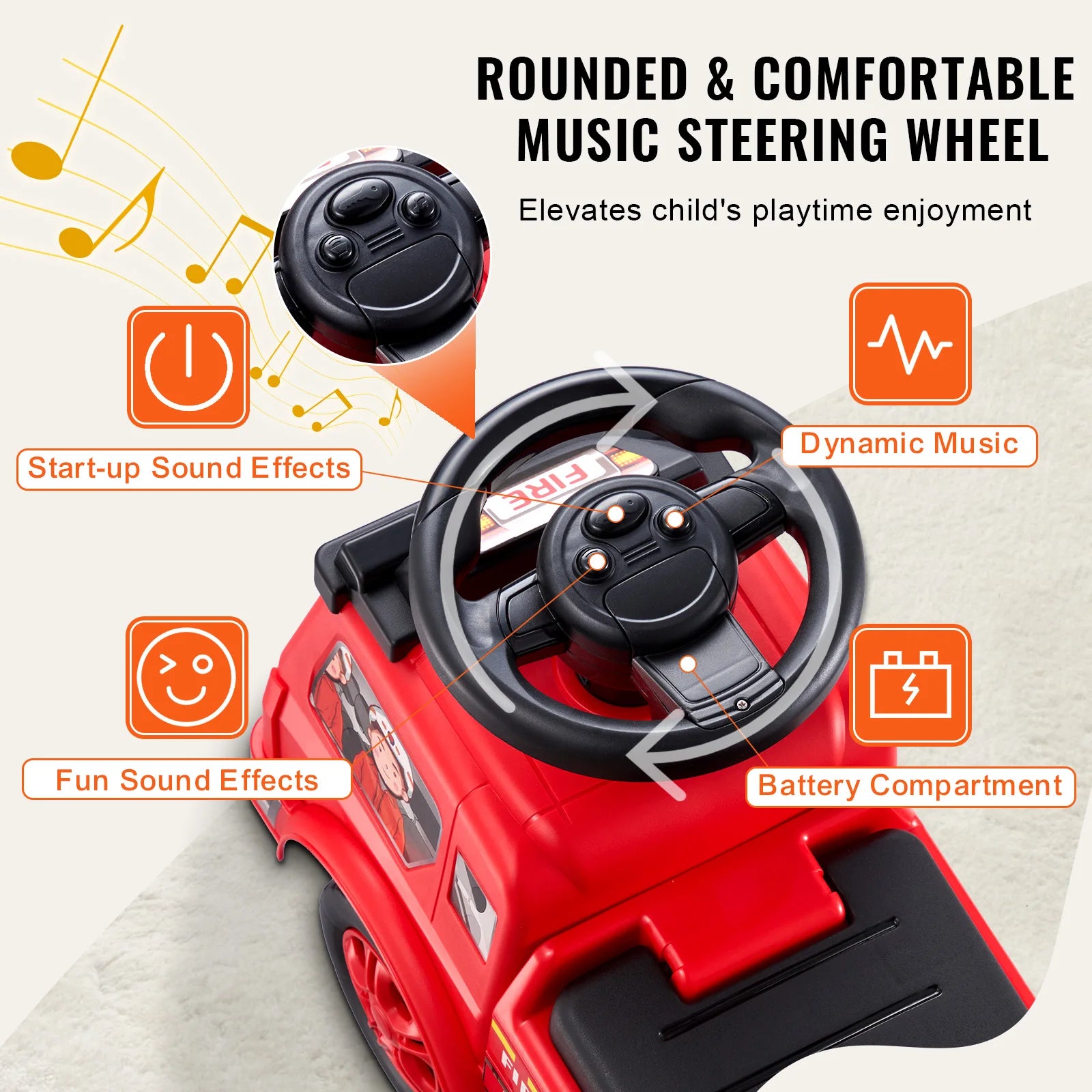 SucceBuy Ride On Push Fire Engine for Toddlers