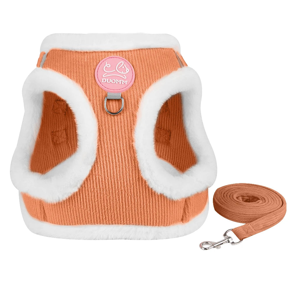 Warm Fur Pet Harness with Leash