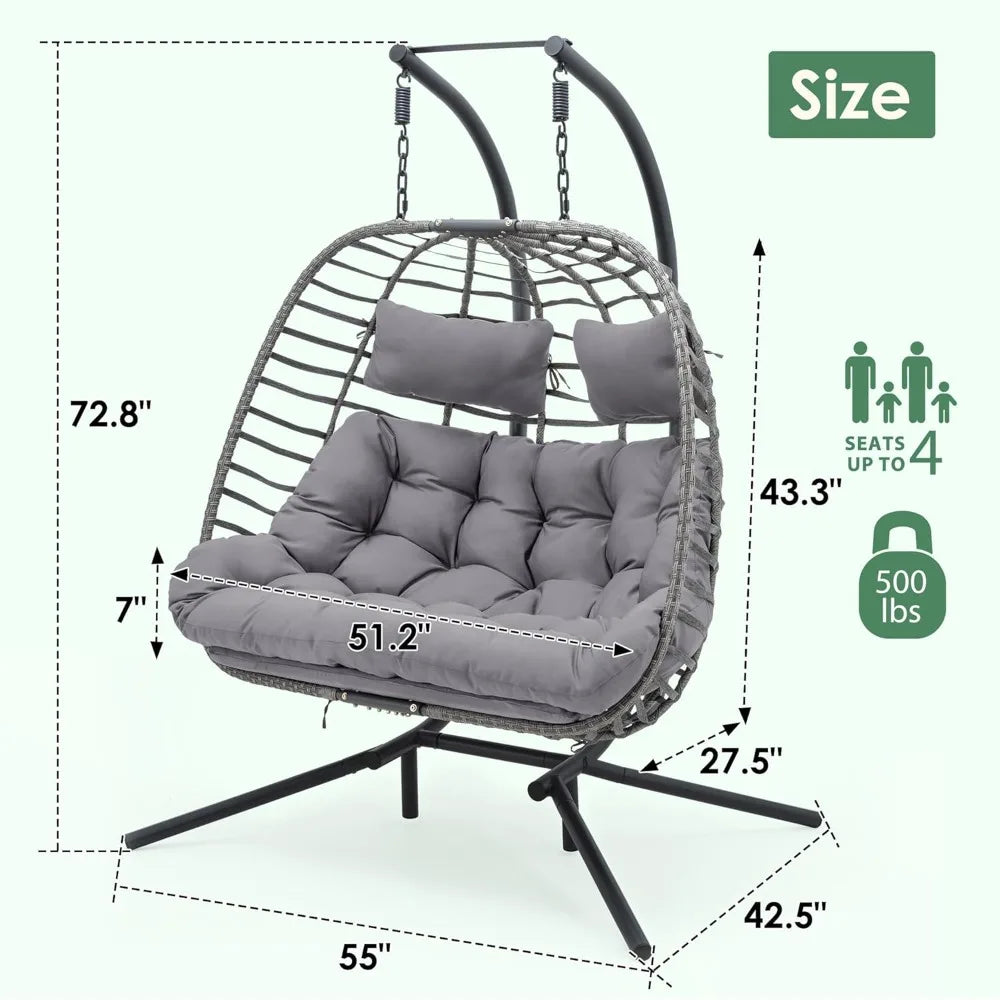 Outdoor Double Egg Swing Chair with Stand