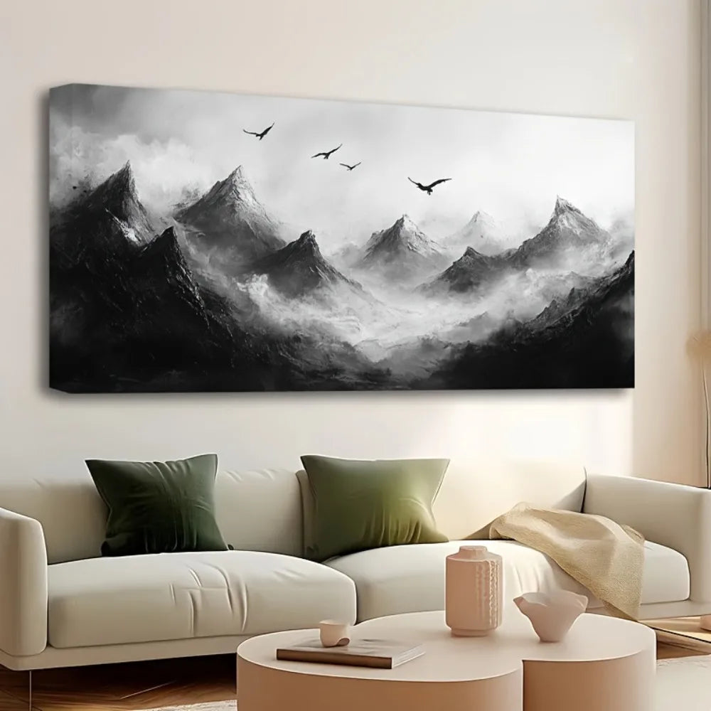 Foggy Mountain Landscape Canvas Mural Wall Art