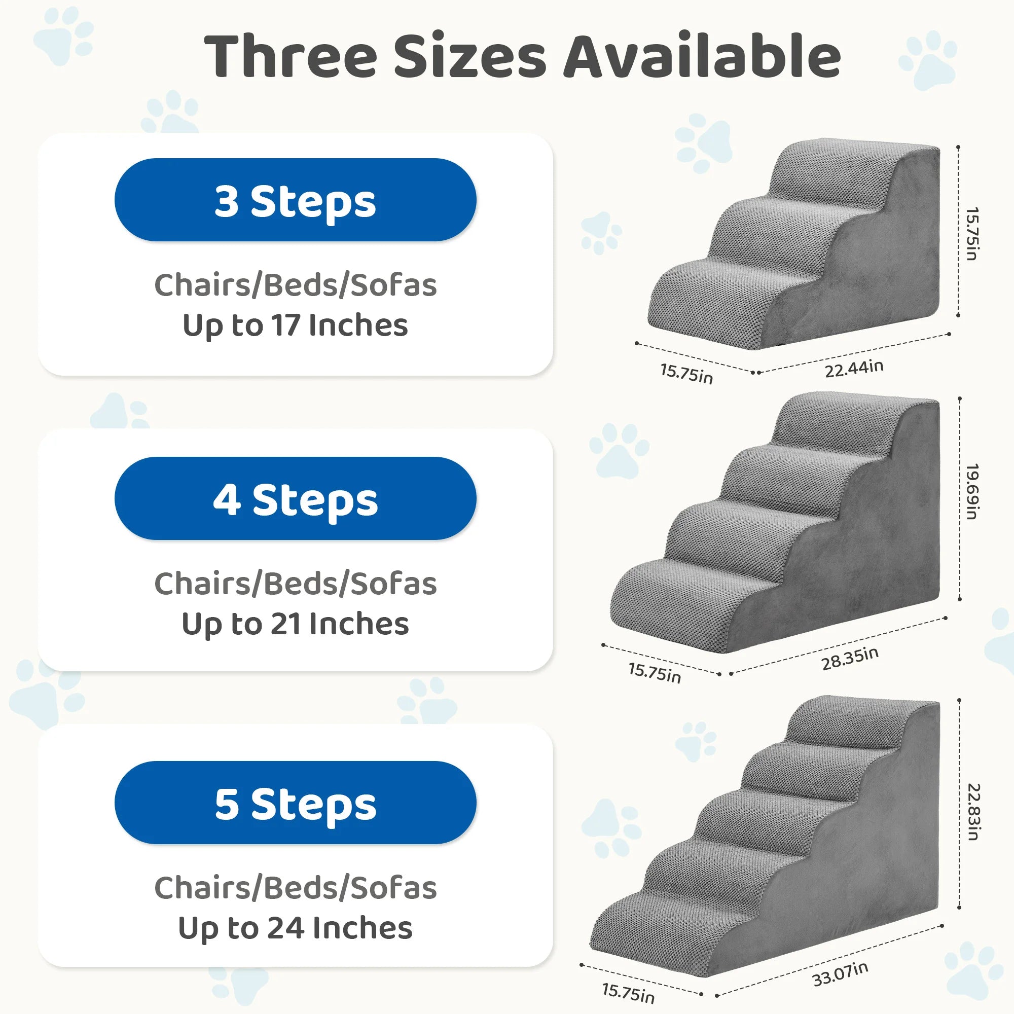 JHK 3-5 Step High-Density Foam Dog Stairs