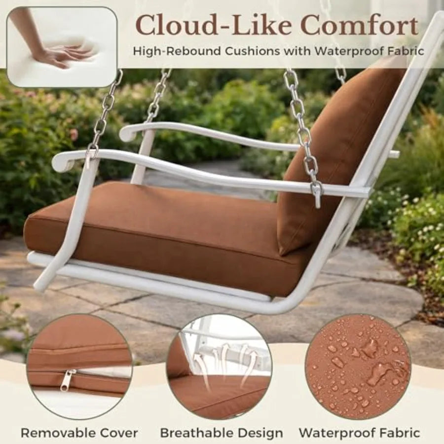 Outdoor Porch Swing with Heavy Duty Metal Frame